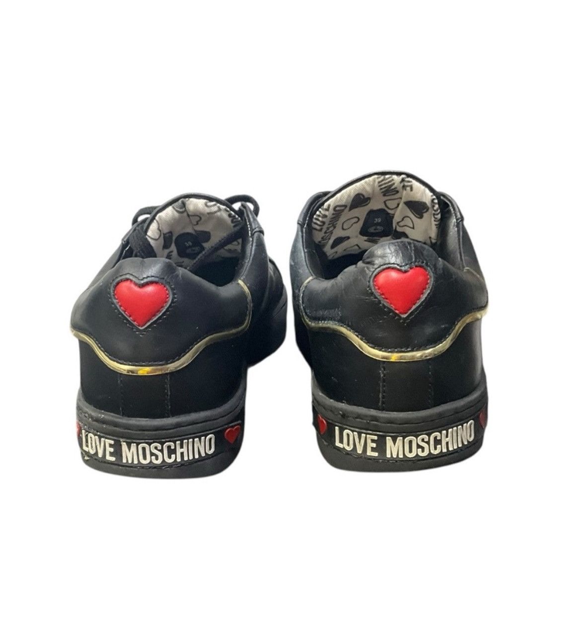 Moschino Love Moschino Black Gold Heart Sneakers Sz 39 EU Size US 8.5 / IT 38.5 - 6 Thumbnail