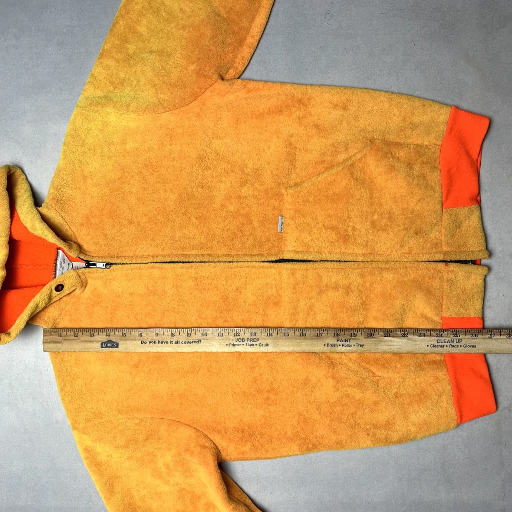 VINTAGE Carhartt Rugged Hoodie Sweatshirt Orange Full Zip Fleece 80s Mens L