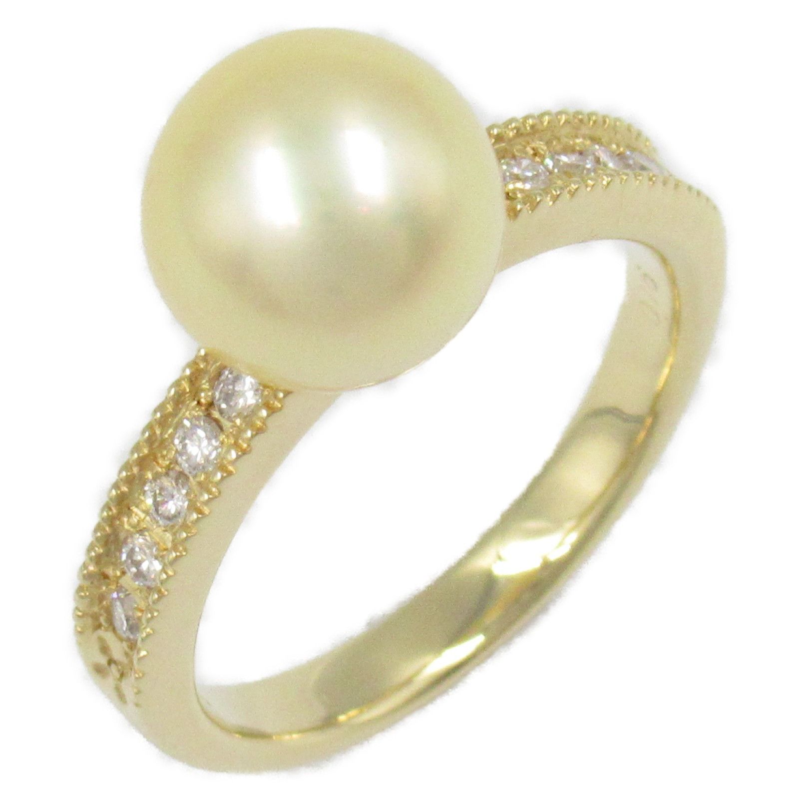 Luxuness Jewelry Akoya Pearl Diamond Au750 Ring Metal Ring in White, Women's