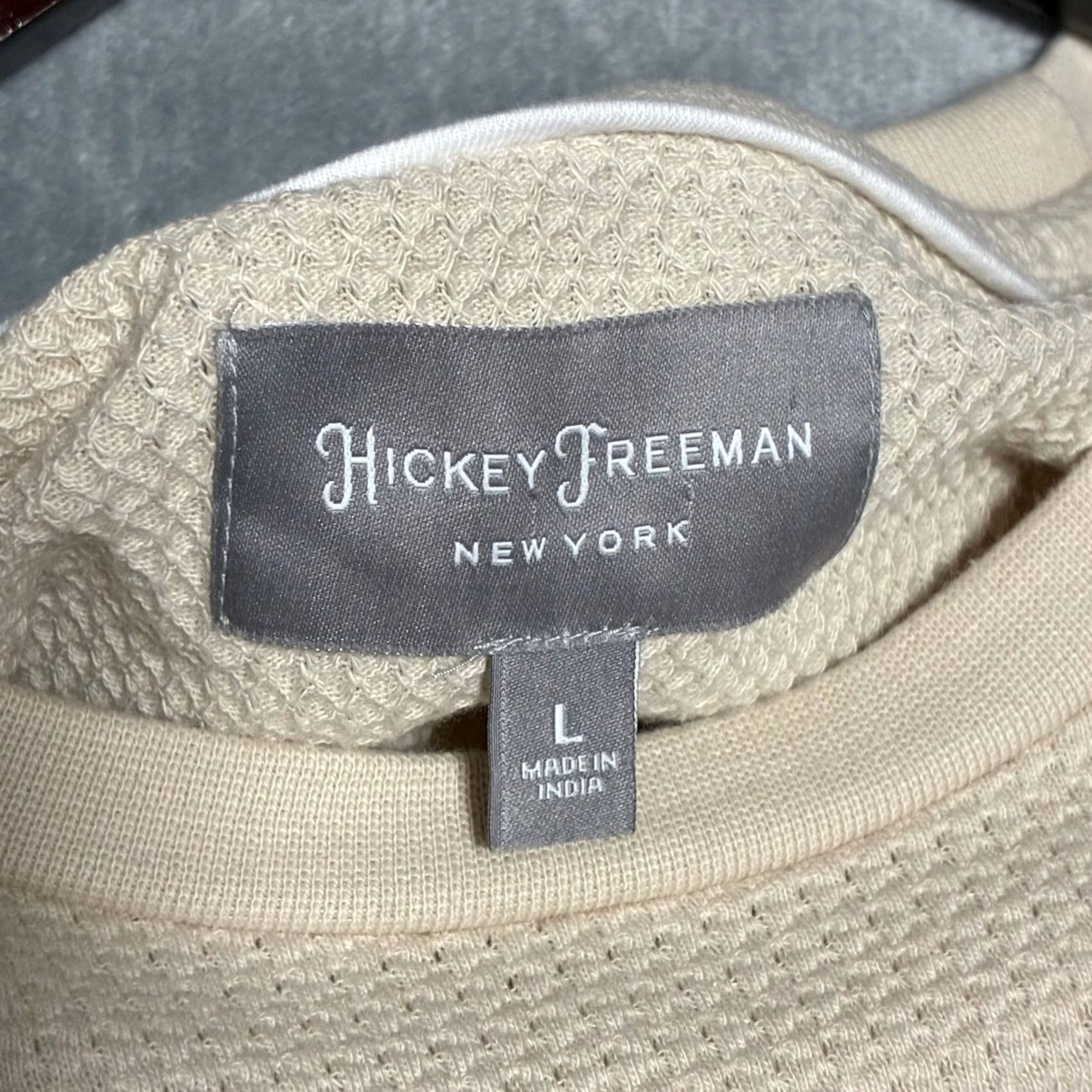Vintage Hickey Freeman T-Shirt Mens Large Beige Textured Waffle Crew Neck Short Sleeve Cotton Regular Fit Decade? N/A Size US L / EU 52-54 / 3 - 4 Thumbnail