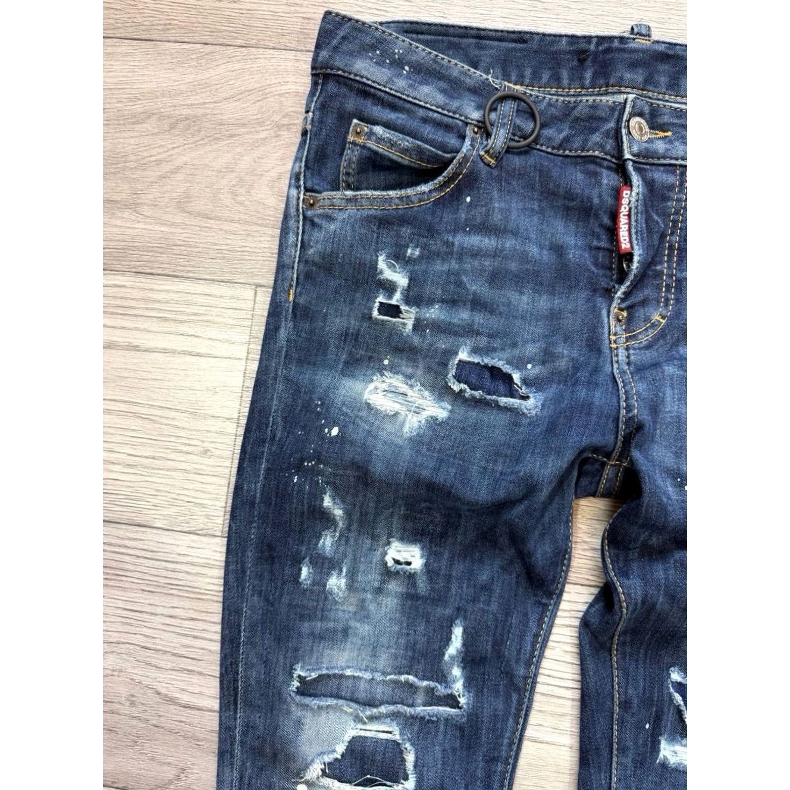 Dsquared2 Dsquared2 Jeans Distressed Paint Splatter Slim Fit Size 38 Womens Blue Skinny Jeans Size 26" / US 2 / IT 38 - 4 Thumbnail