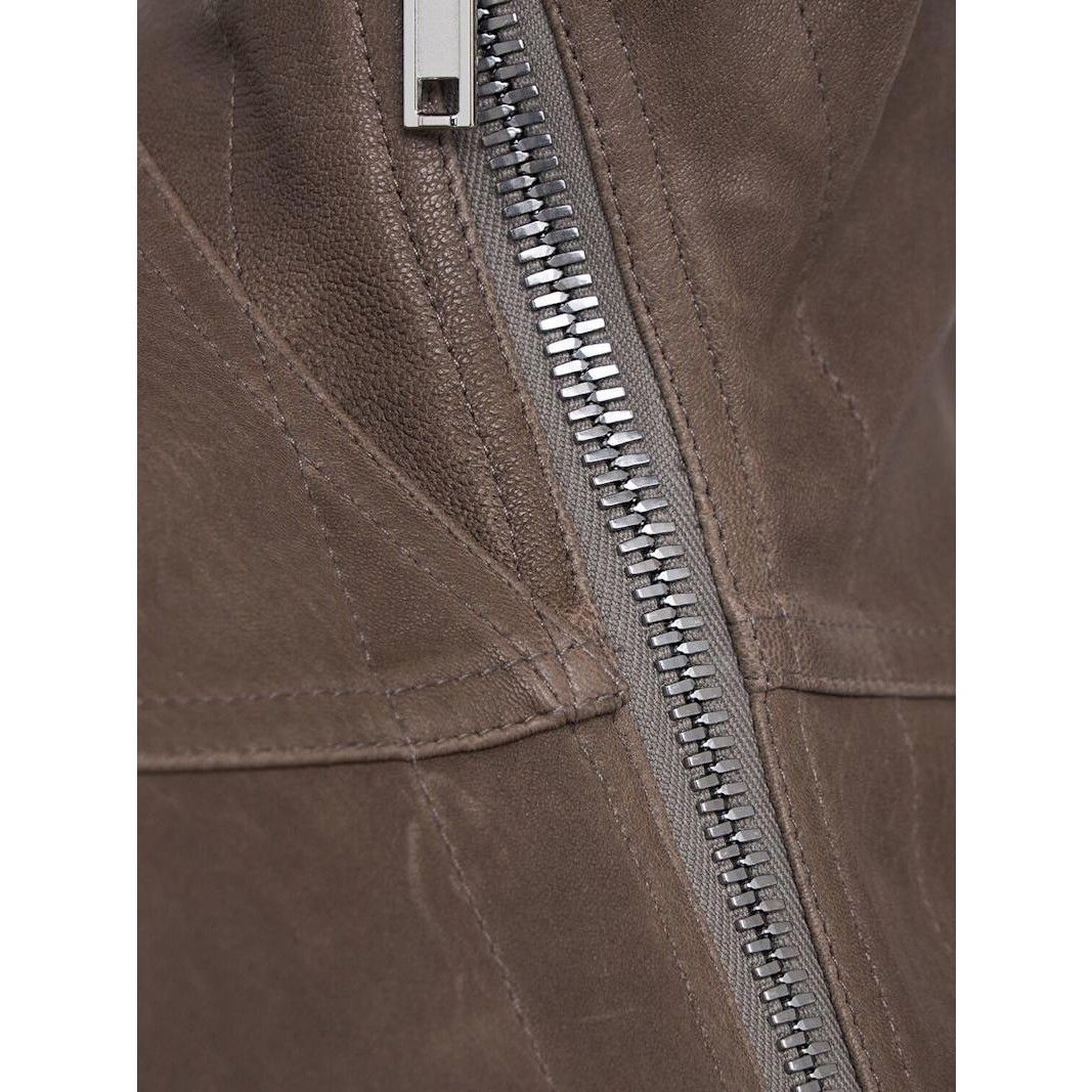 Rick Owens RICK OWENS Gary Brown Leather Zip Jacket New & Authentic (Wo Size XS / US 0-2 / IT 36-38 - 2 Thumbnail
