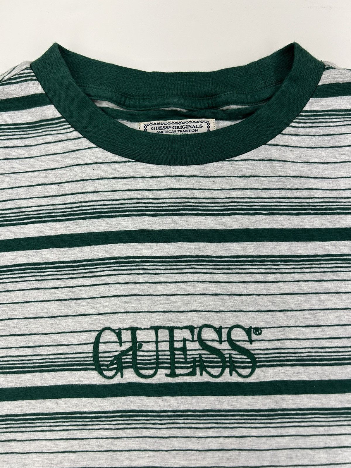 Guess Vintage Guess green striped tee Size US M / EU 48-50 / 2 - 2 Thumbnail