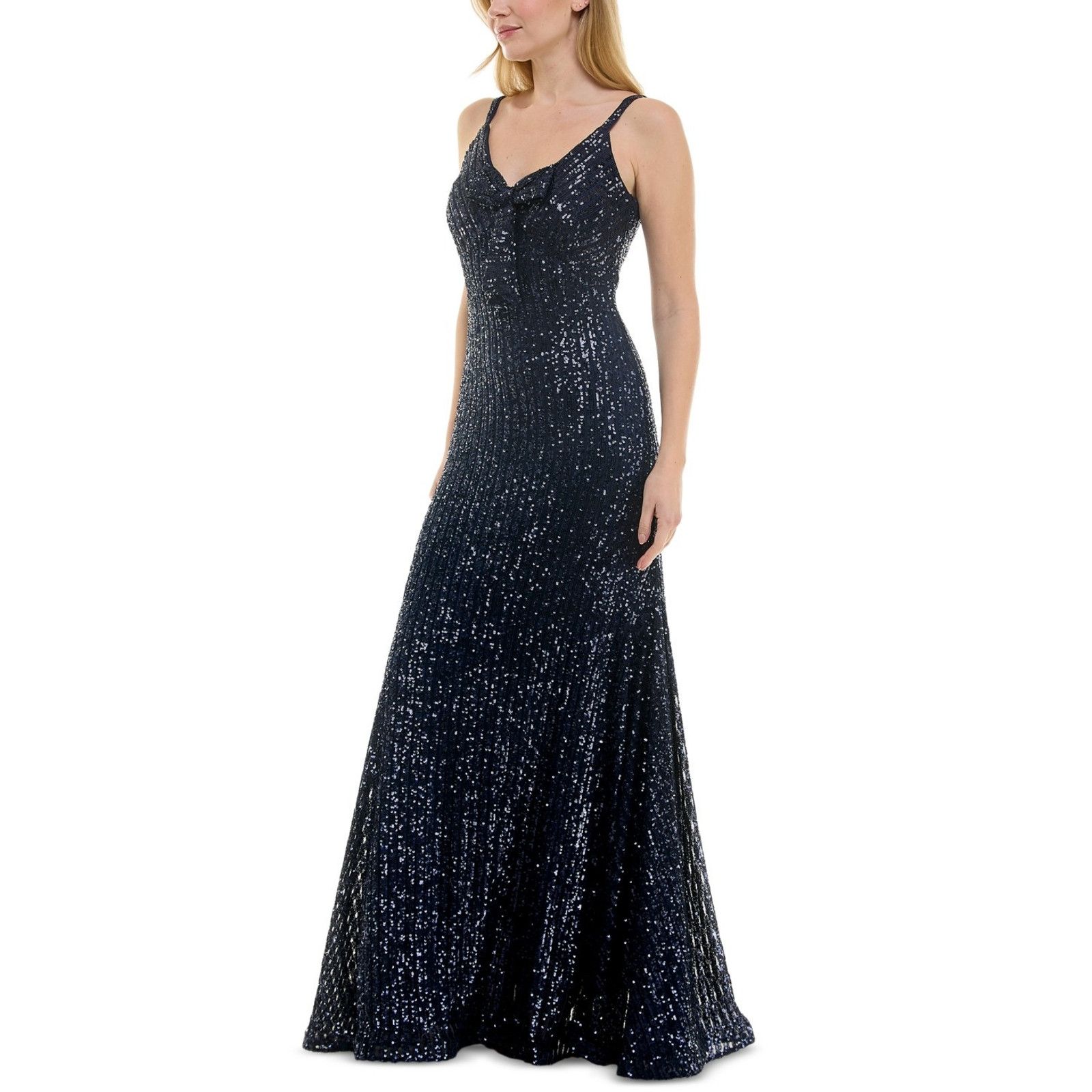 Other Taylor Women's Sequined Bow-Trim V-Neck Sleeveless Gown Size M / US 6-8 / IT 42-44 - 2 Thumbnail
