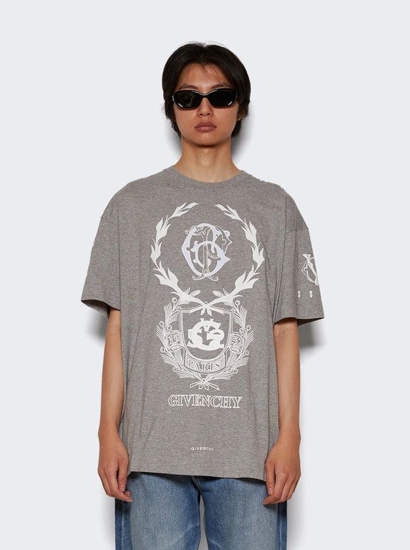 Givenchy o1mle0326 Graphic Crest Tee Shirt in Gray Size US XXL / EU 58 / 5 - 3 Thumbnail