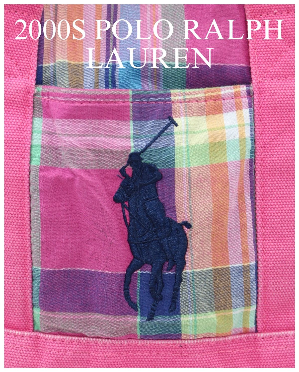 Polo Ralph Lauren × Ralph Lauren × Vintage 2000S POLO RALPH LAUREN MADRAS CANVAS TOTE BAG Size ONE SIZE - 4 Thumbnail