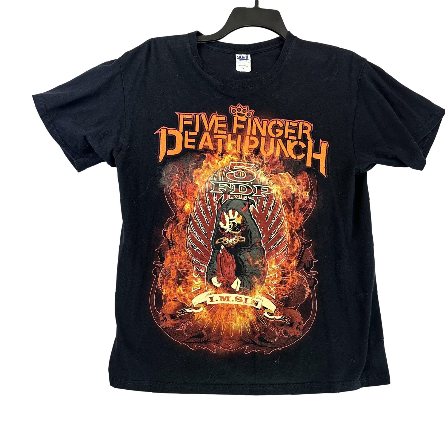 Anvil Five Finger Death Punch Shirt Mens Large Black Band Rock IMSIN Tour Tee Size US L / EU 52-54 / 3 - 2 Thumbnail