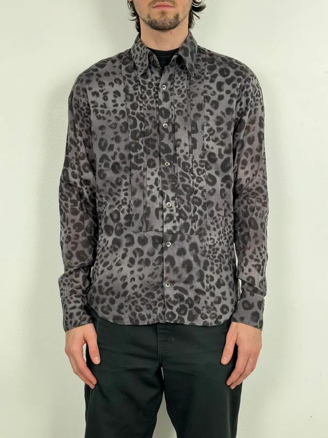 Dries Van Noten Dries Van Noten Grey & Black Leopard Print Shirt Size US S / EU 44-46 / 1 - 2 Thumbnail
