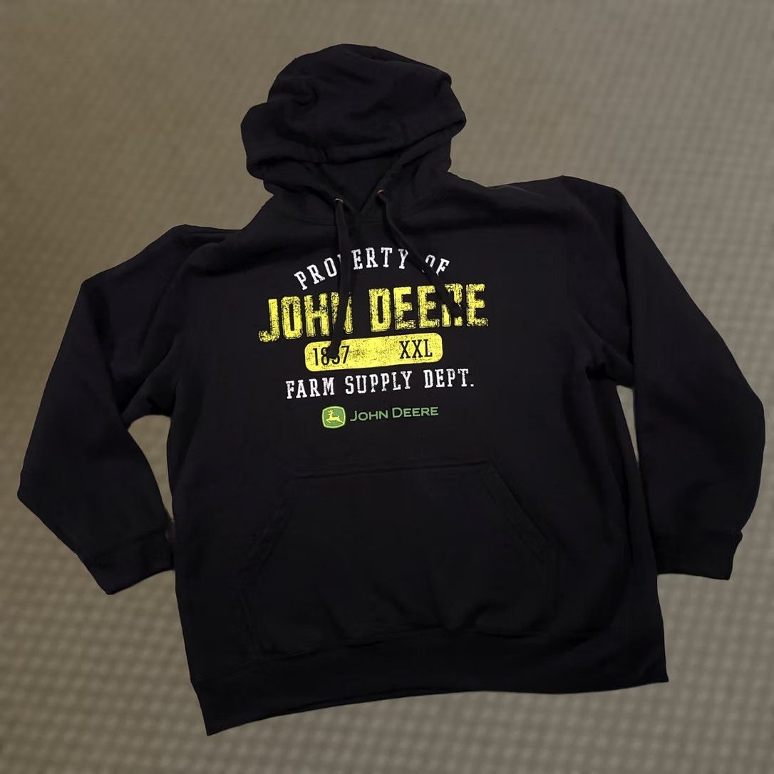 John Deere VINTAGE John Deere Hoodie Sweatshirt Mens XL Black Spell Out Deer Farm Outdoor Size US XL / EU 56 / 4 - 1 Thumbnail