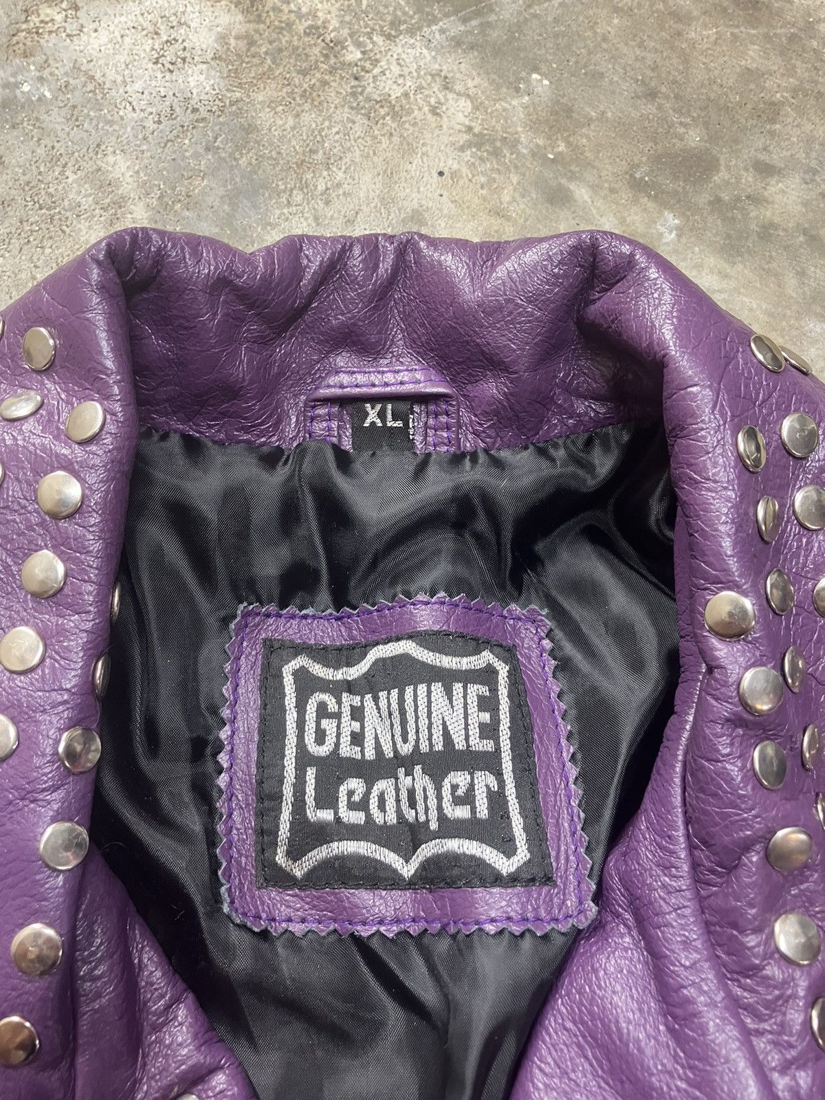 Genuine Leather × Playboi Carti × Vintage Studded Genuine Leather Purple Moto Jacket Size US S / EU 44-46 / 1 - 3 Thumbnail