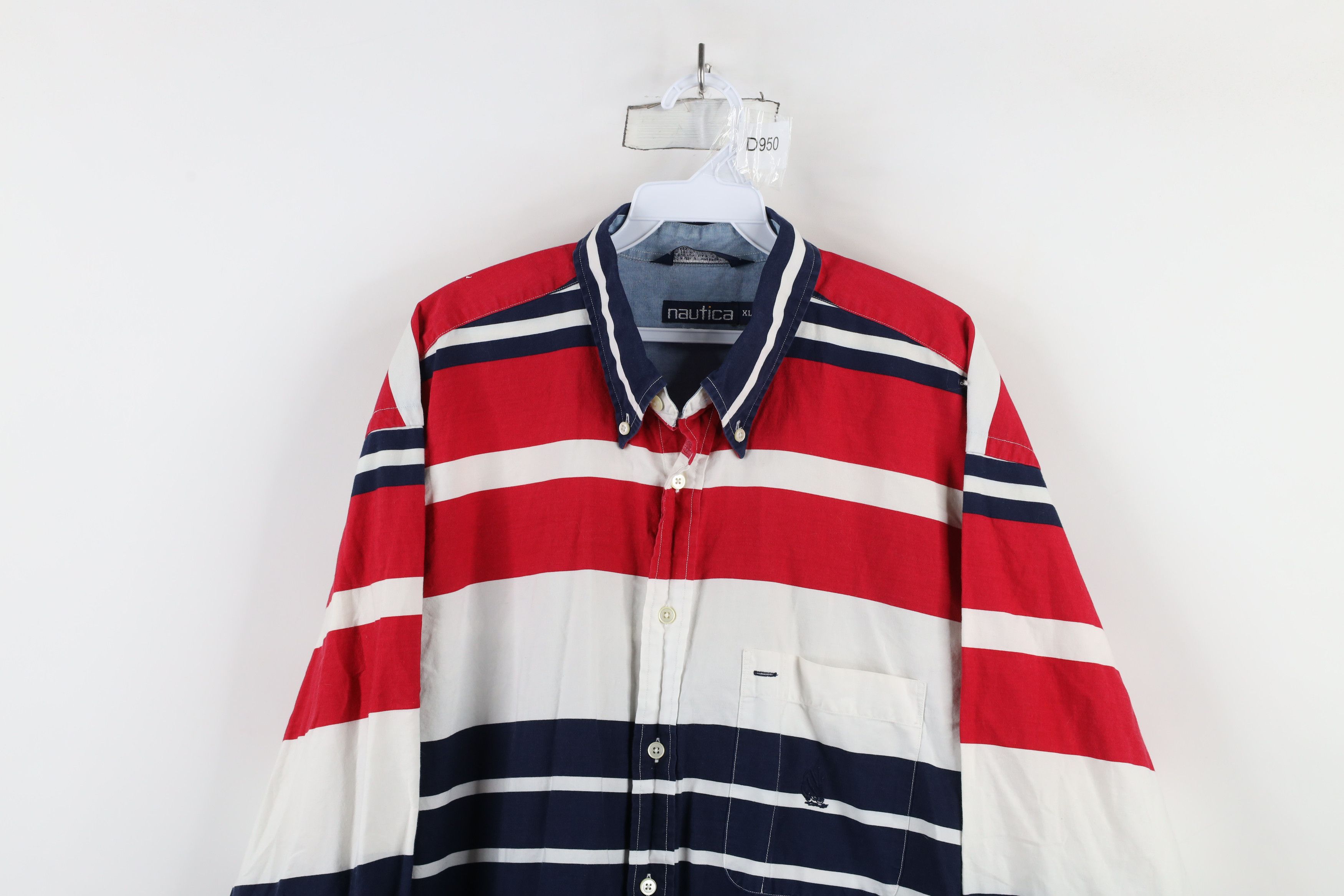 Nautica × Vintage Vintage 90s Nautica Block Collared Button Down Shirt Cotton Size US XL / EU 56 / 4 - 2 Thumbnail