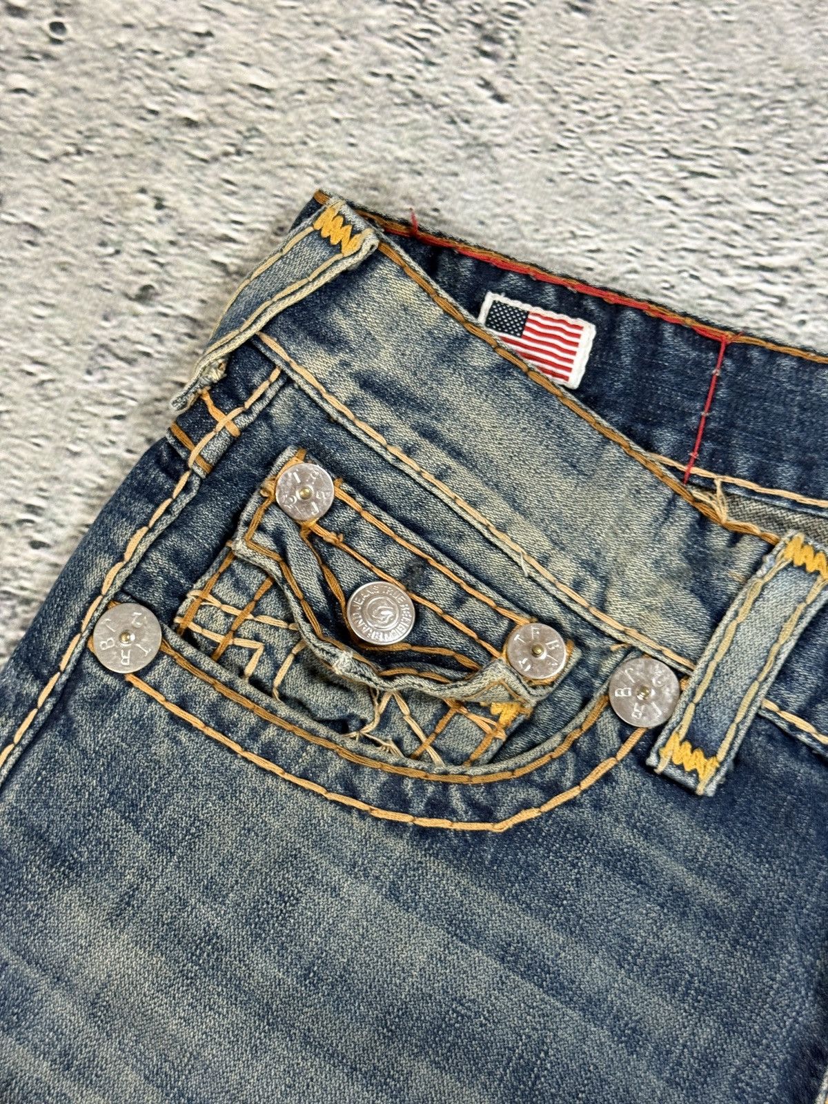 True Religion True Religion jorts denim shorts navy orange stitching Ricky Size US 33 - 6 Thumbnail