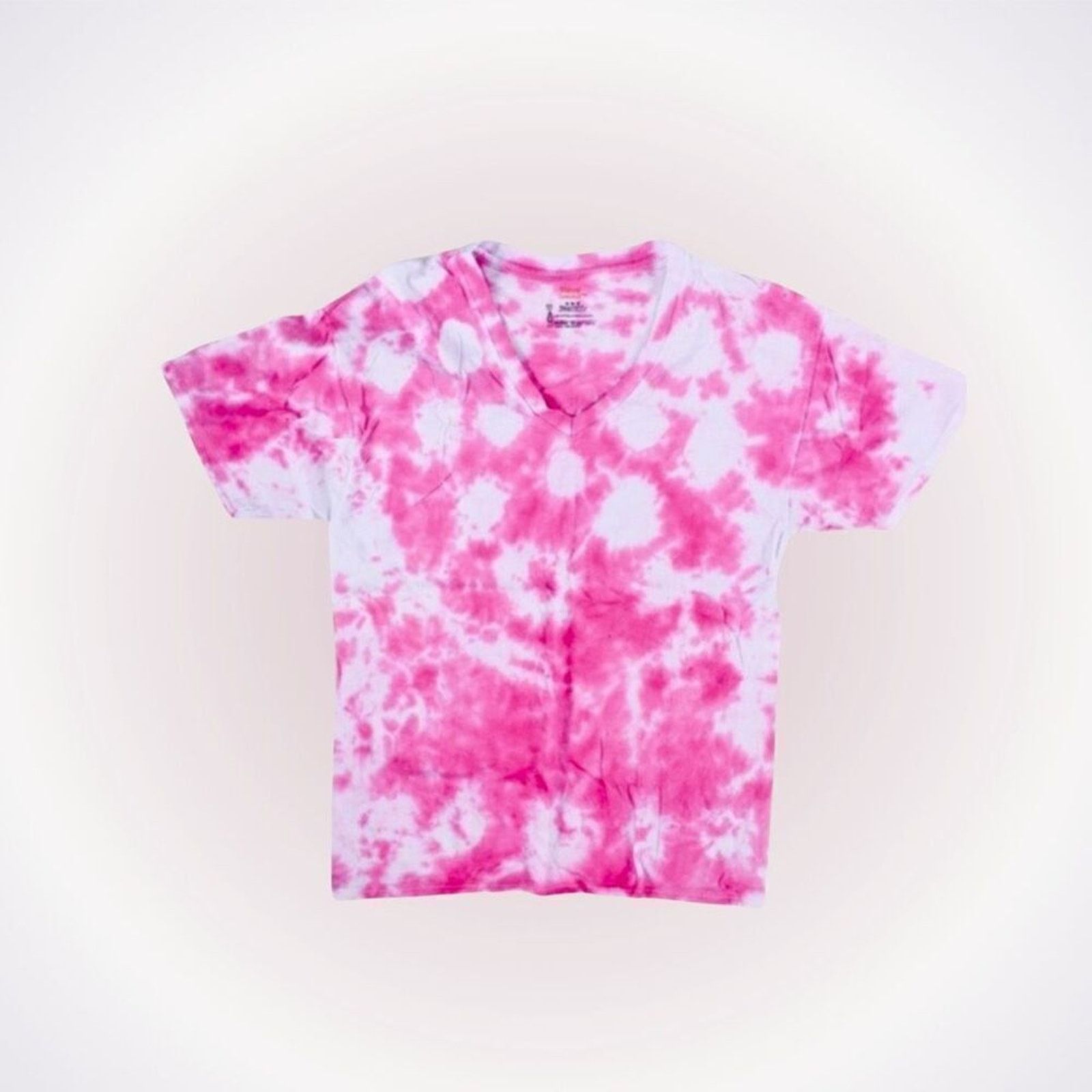 Hanes Dyes by MacKay Pink Tie-Dye V-Neck Tee | Sz M Size US M / EU 48-50 / 2 - 1 Thumbnail