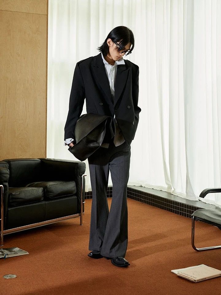 Japanese Brand Pinstripe Flared Pants Size US 30 / EU 46 - 3 Thumbnail