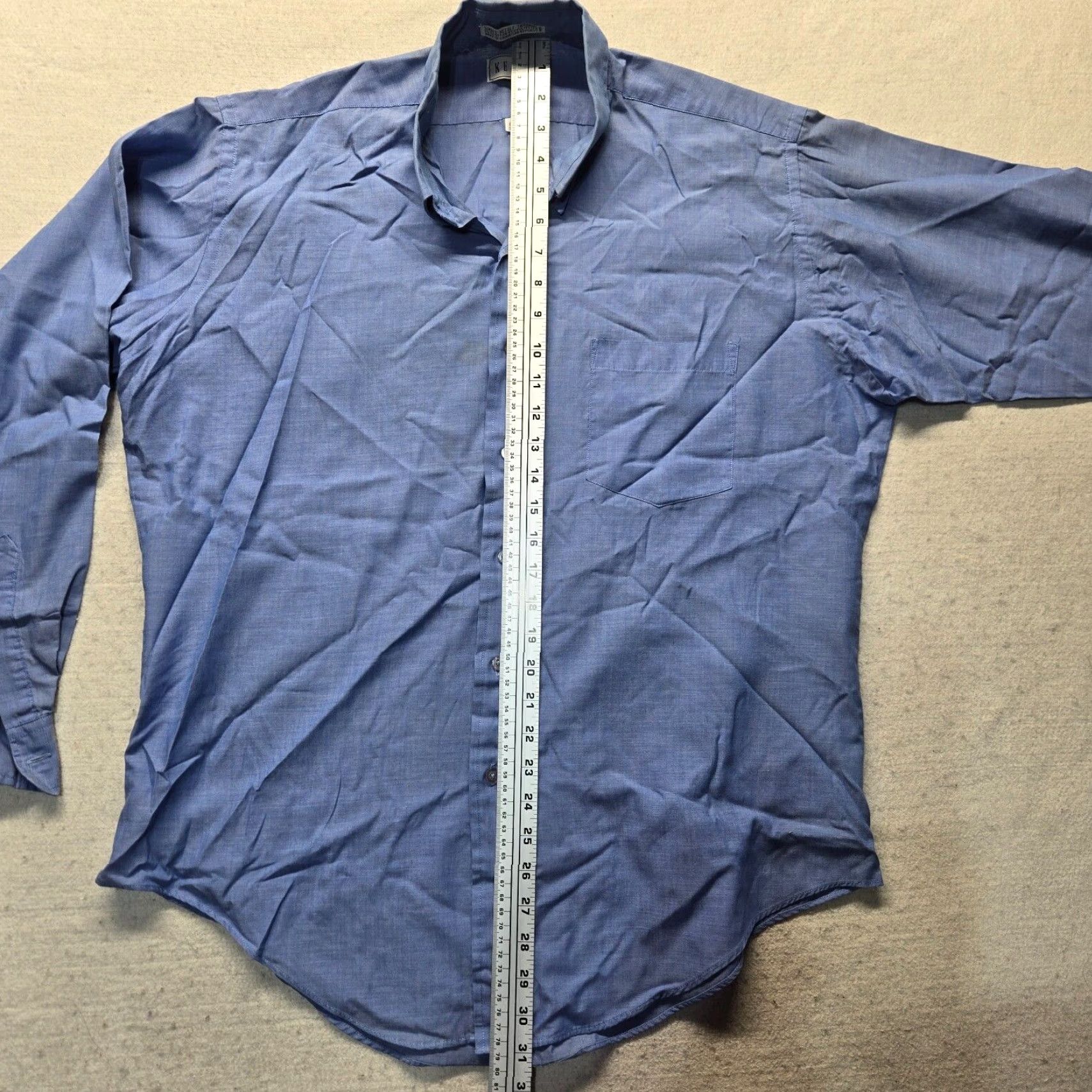 Vintage Ketch Dress Shirt Ketch Slate Blue Shirt Long Sleeve Button Up Adult Men's 16.5 34/35 Blue Solid 31 in 16.5 Col Size 42R - 6 Thumbnail