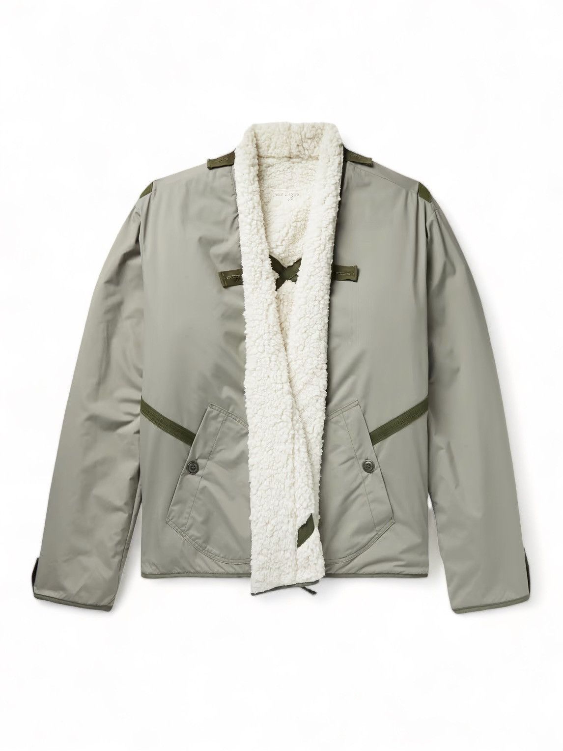image of Greg Lauren Sz5 Nylon Reversible Gl1 Fleece Jacket in Grey, Men's (Size 2XL)