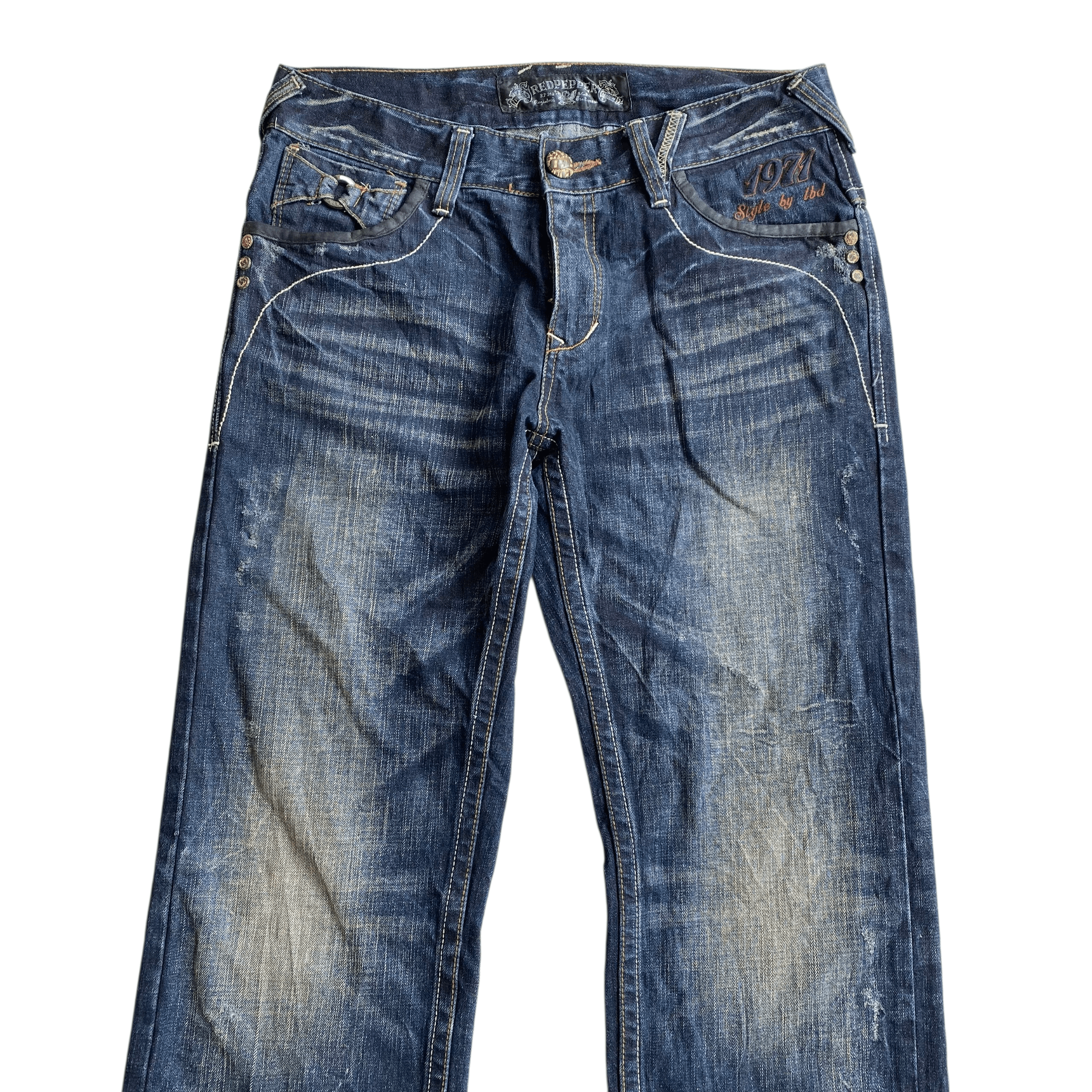 Ed Hardy Red Pepper Embroidered Wings Whisker Clawmark Denim Jeans Size US 32 / EU 48 - 3 Thumbnail