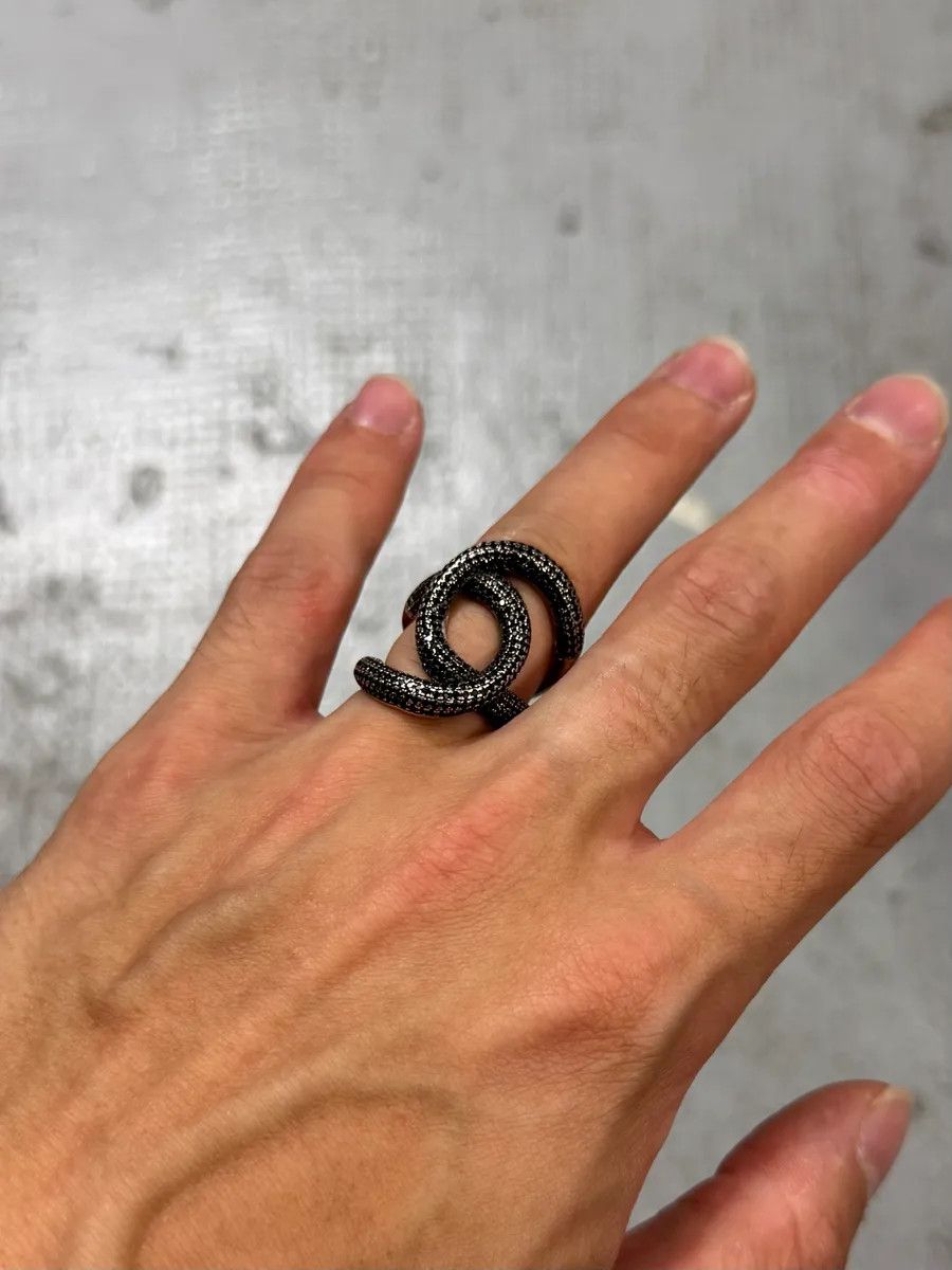 Designer × Roberto Cavalli × Vintage 2000s Snake Circle Silver 925 Ring Size ONE SIZE - 1 Thumbnail
