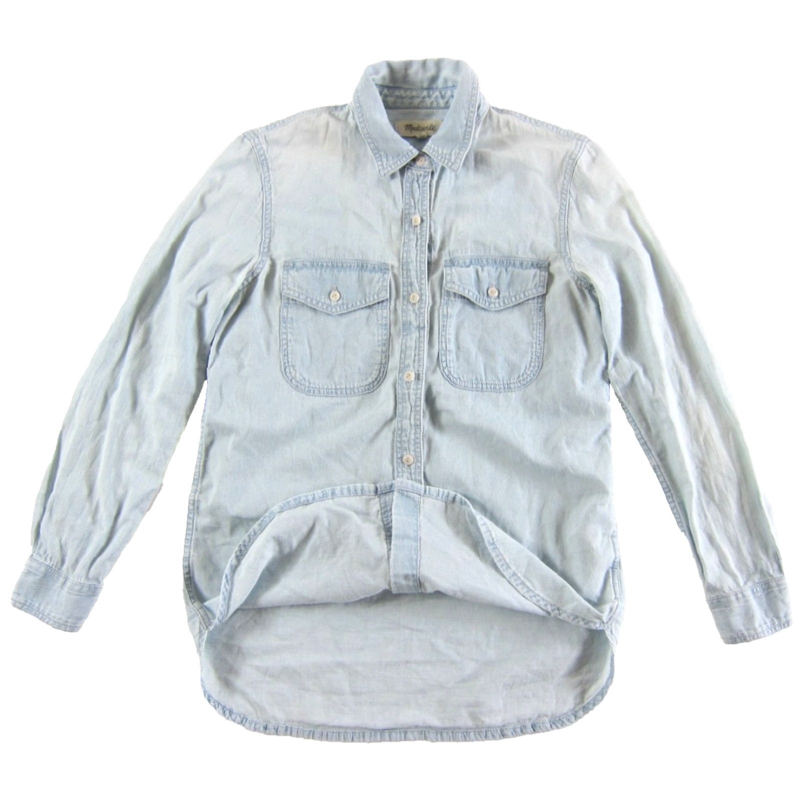 Madewell Madewell Shirt Denim Button-Up Collared Long Sleeve Cotton 100% XS Blue Womens Size XS / US 0-2 / IT 36-38 - 4 Thumbnail