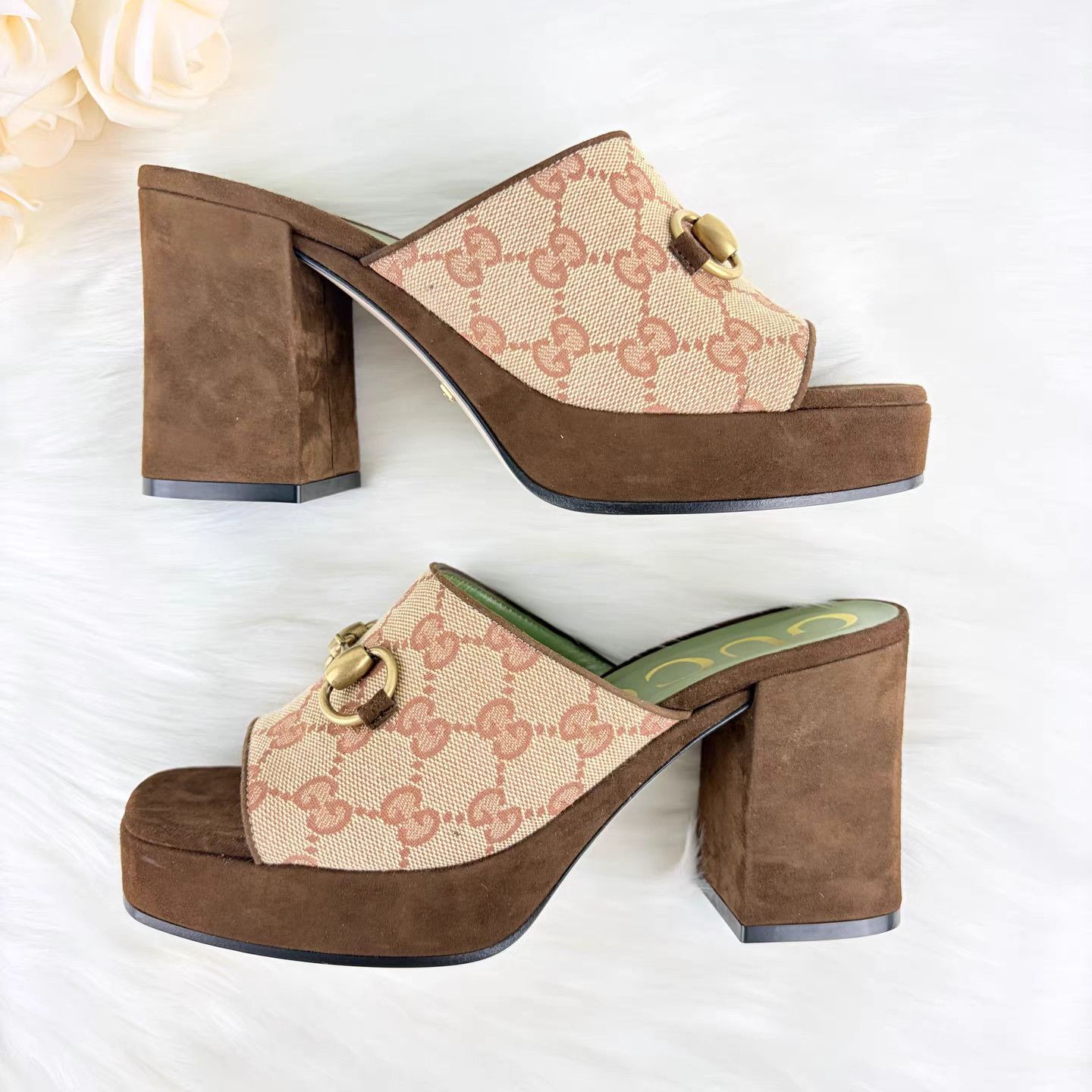 Gucci Gucci GG Monogram Horsebit Block Heel Sandals K15 Size US 6 / IT 36 - 5 Thumbnail