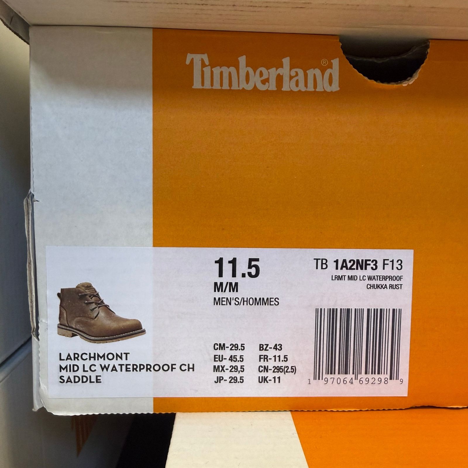 Timberland TIMBERLAND MEN'S 11.5 LARCHMONT MID LACED WATERPROOF BROWN Size US 11.5 / EU 44-45 - 8 Thumbnail