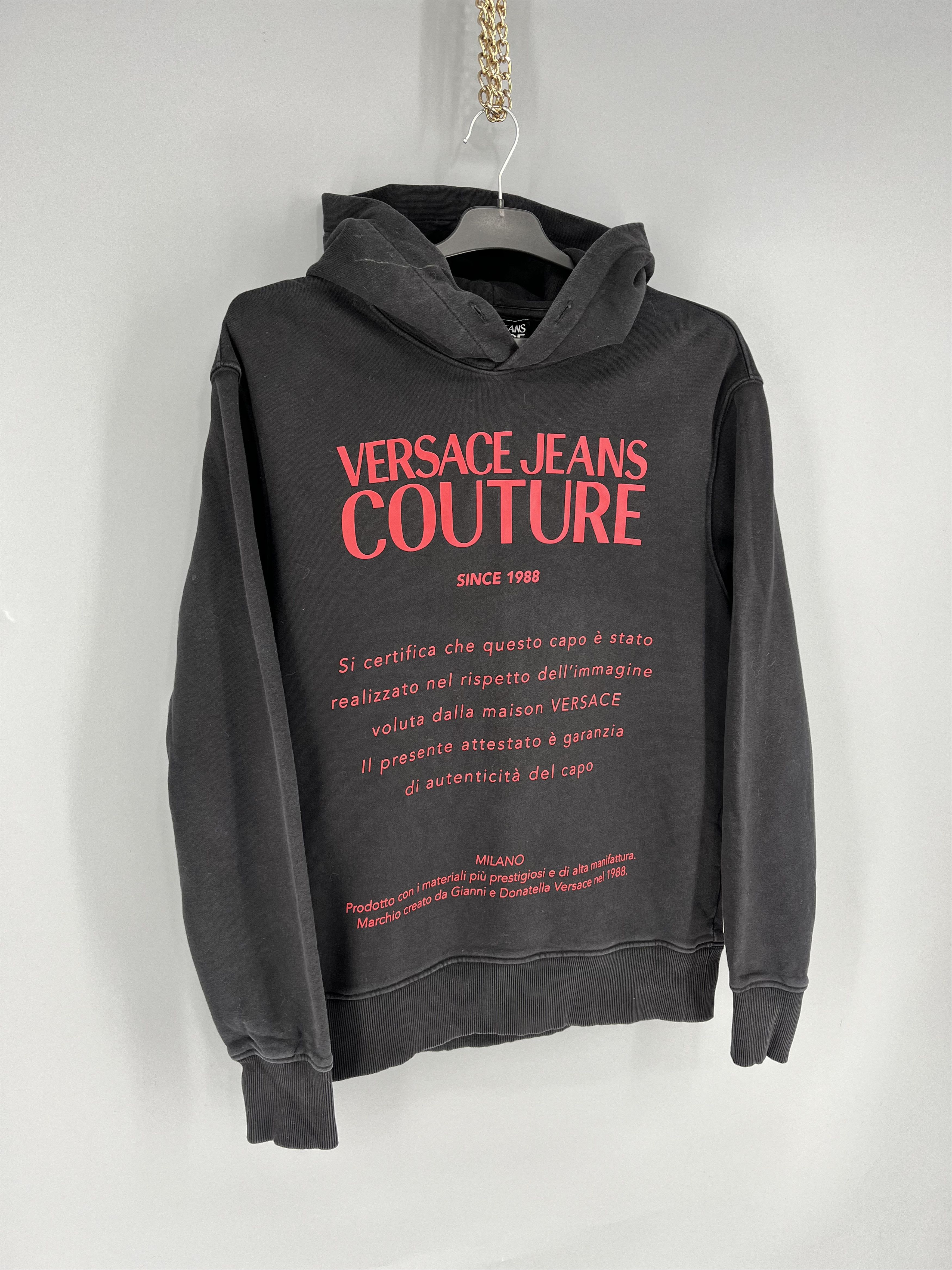 Versace Jeans Couture Versace Jeans Couture Men's Black Red Logo Hooded Sweatshirt Size US S / EU 44-46 / 1 - 2 Thumbnail