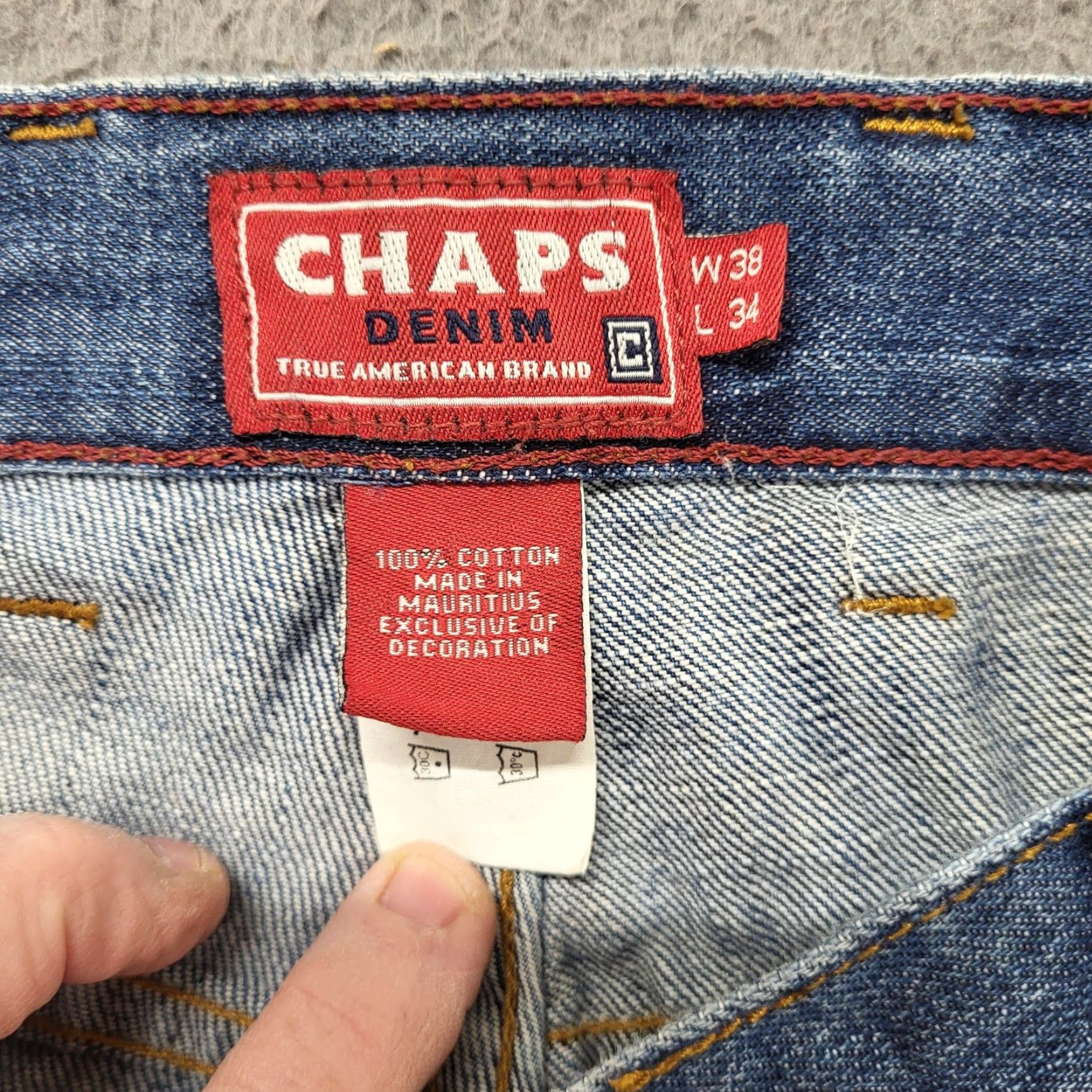 Chaps Chaps Jeans Men's 38x34 Blue Straight Fit Denim 100% Cotton Dad Jeans Regular Fit Jeans Mens Casual Pant Size US 38 / EU 54 - 3 Thumbnail