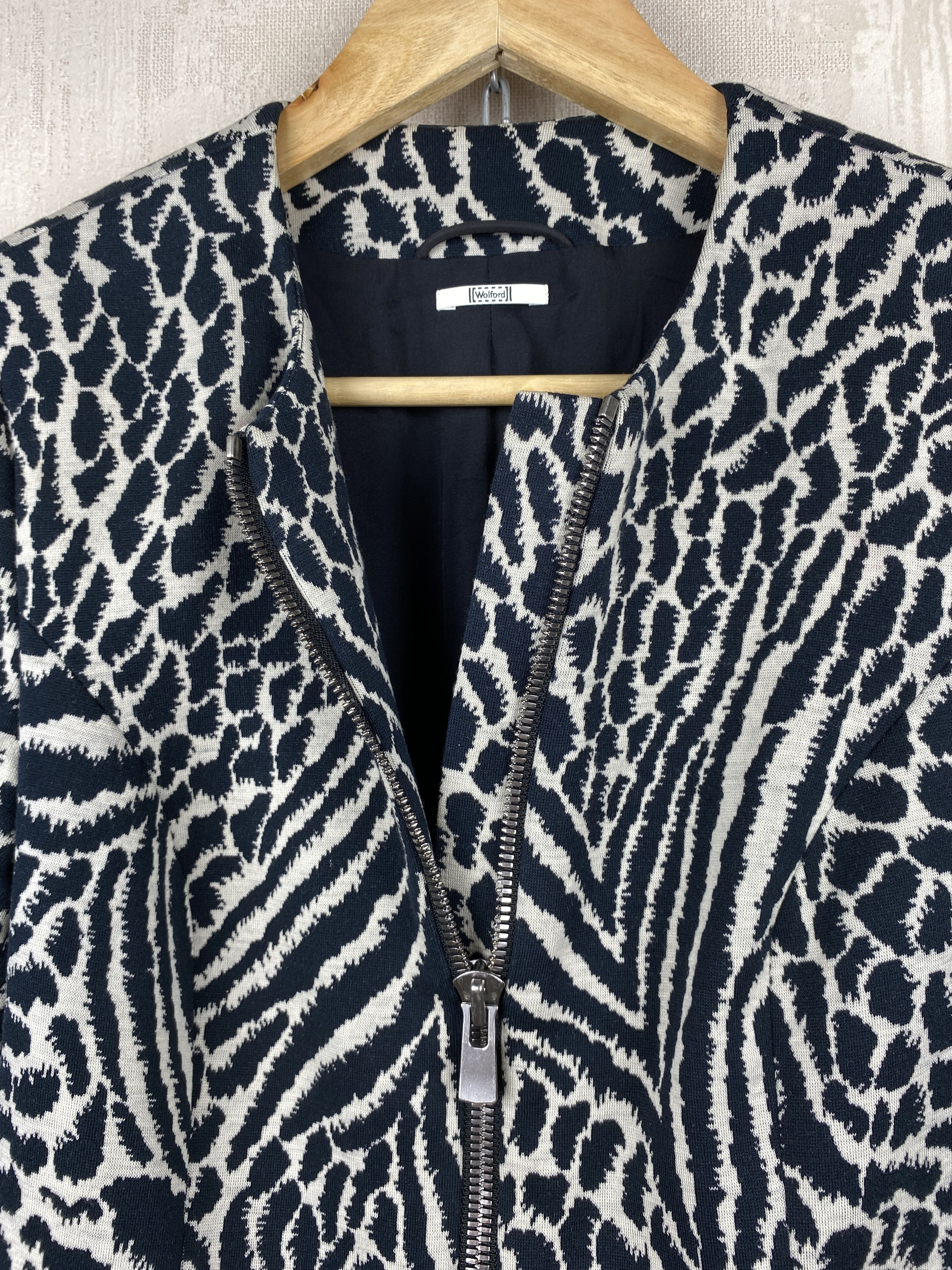 Designer × Wolford Wolford Cotton Wool Animal Print Cropped Zip Jacket Blazer Size S / US 4 / IT 40 - 5 Thumbnail
