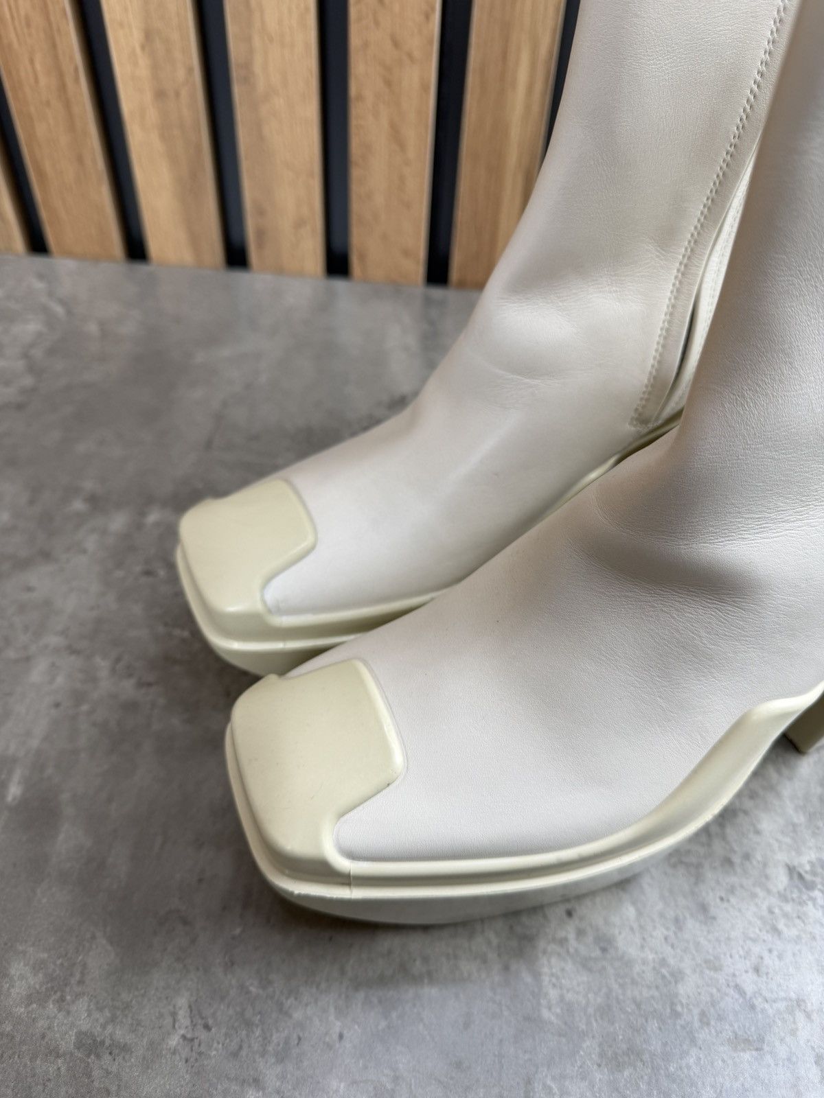 Peter Do at.kollektive x Peter Do Leather Platform Ankle Boots White Size US 10 / IT 40 - 2 Thumbnail