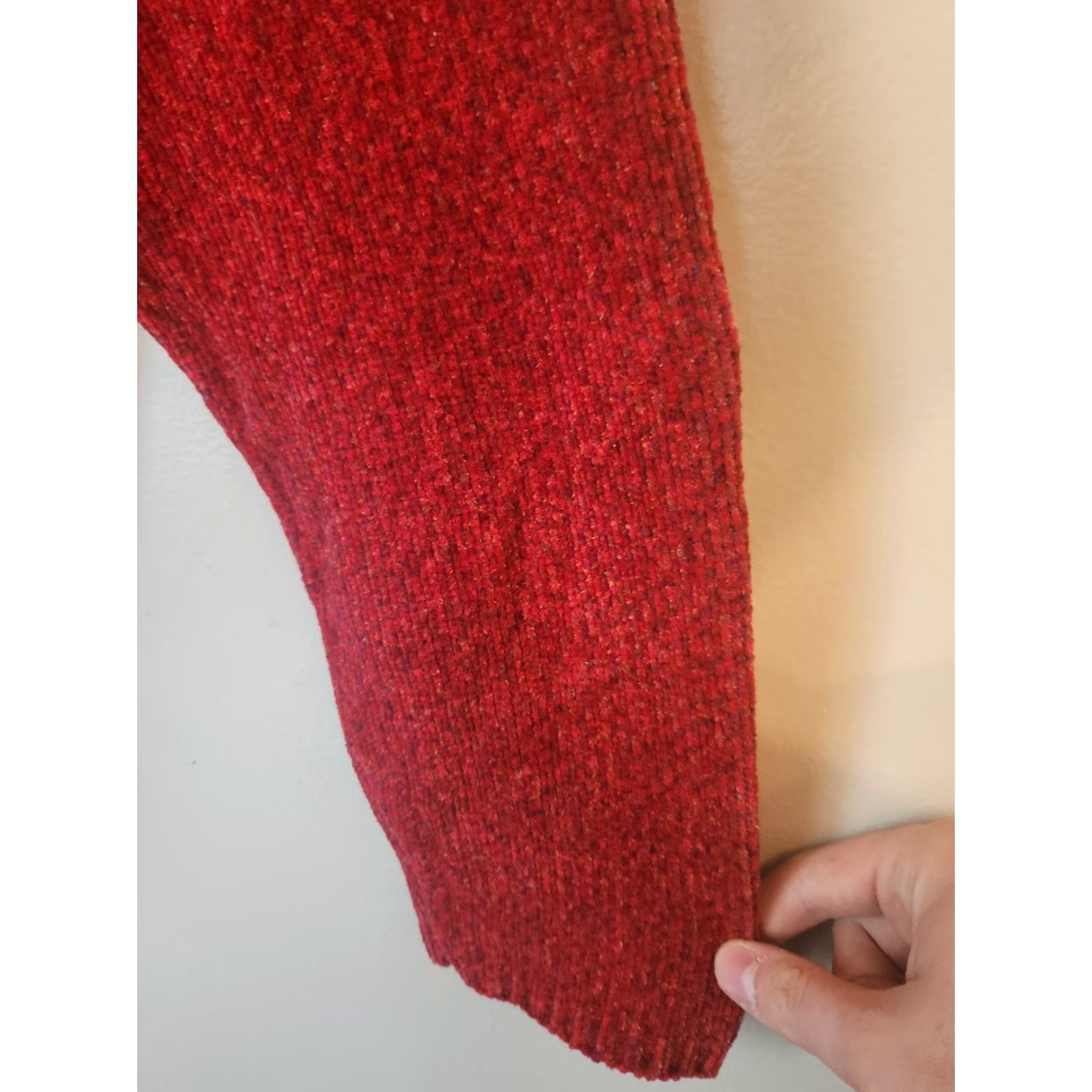 Essentials Essentials By Maggie V-Neck Red Rust Color Sweater with Embroidered Flower Sz 22/24 Size 3XL / US 20-22 - 4 Thumbnail