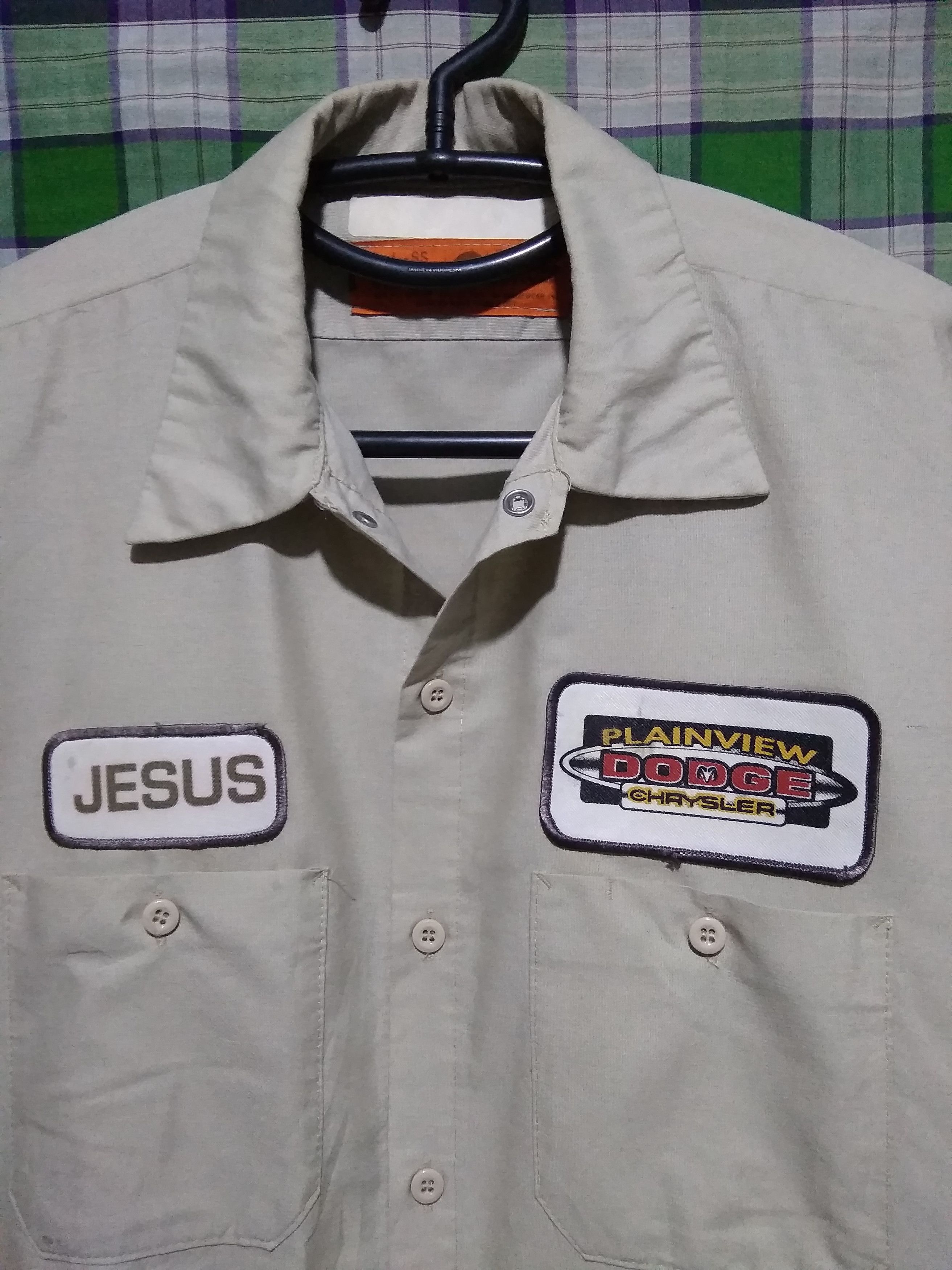 Chrysler × Dickies Vintage DODGE Red kap work shirt Plainview Texas rare Size US L / EU 52-54 / 3 - 7 Thumbnail
