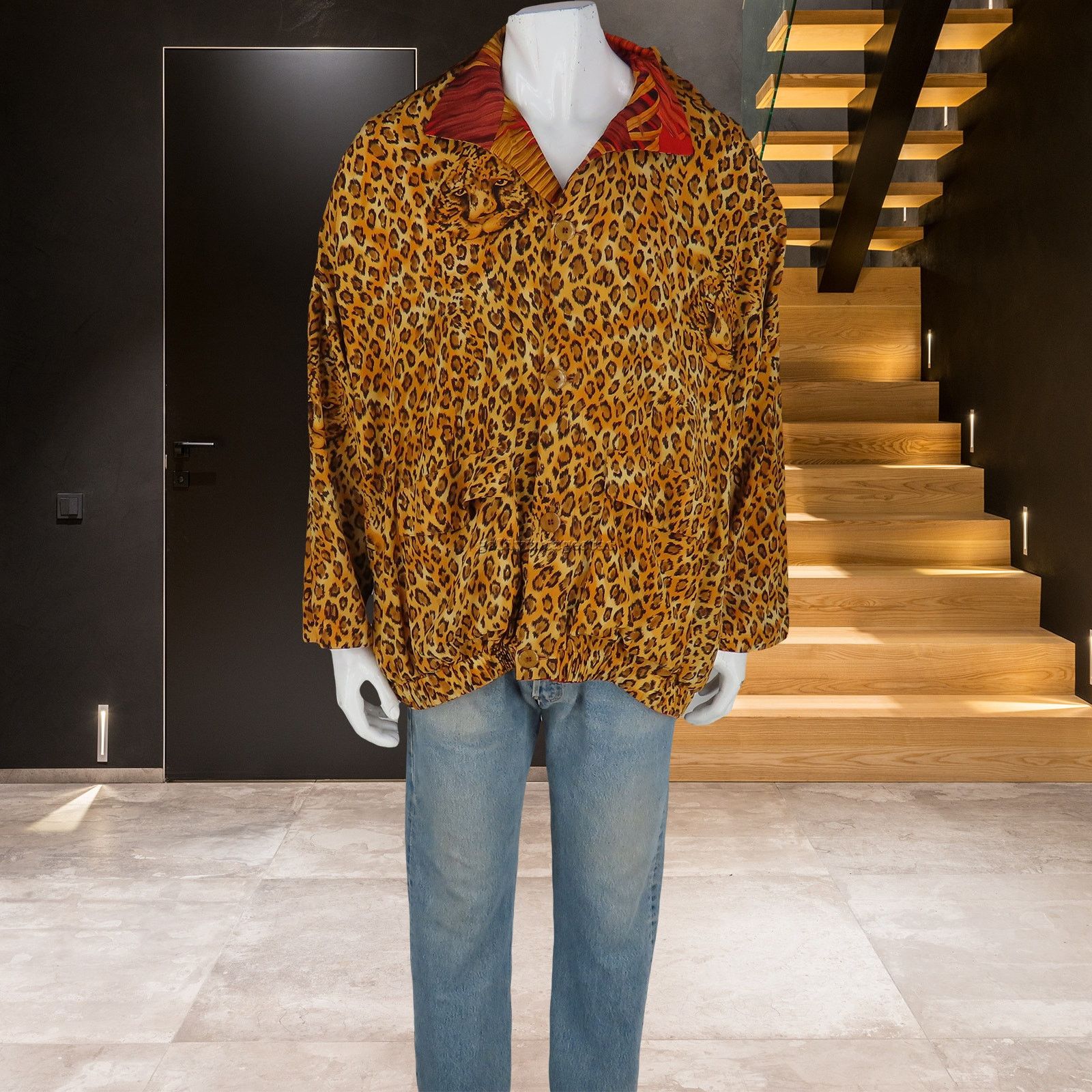 Other Vintage Cheetah Reversible Bomber Button Down Jacket M Size US M / EU 48-50 / 2 - 2 Thumbnail