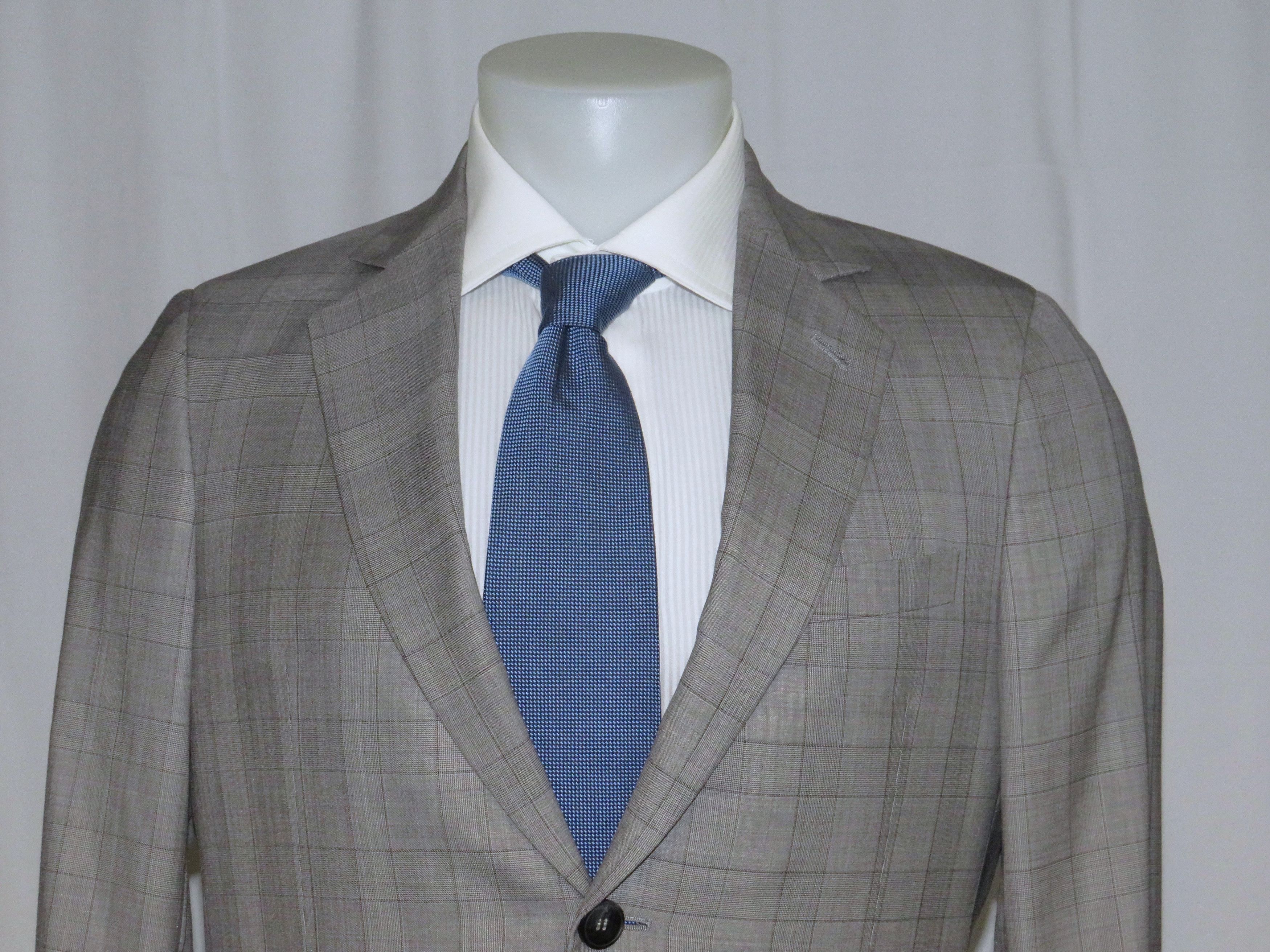 Giorgio Armani Black Label Custom Gray Plaid Two Button Suit 40R Size 40R - 4 Thumbnail