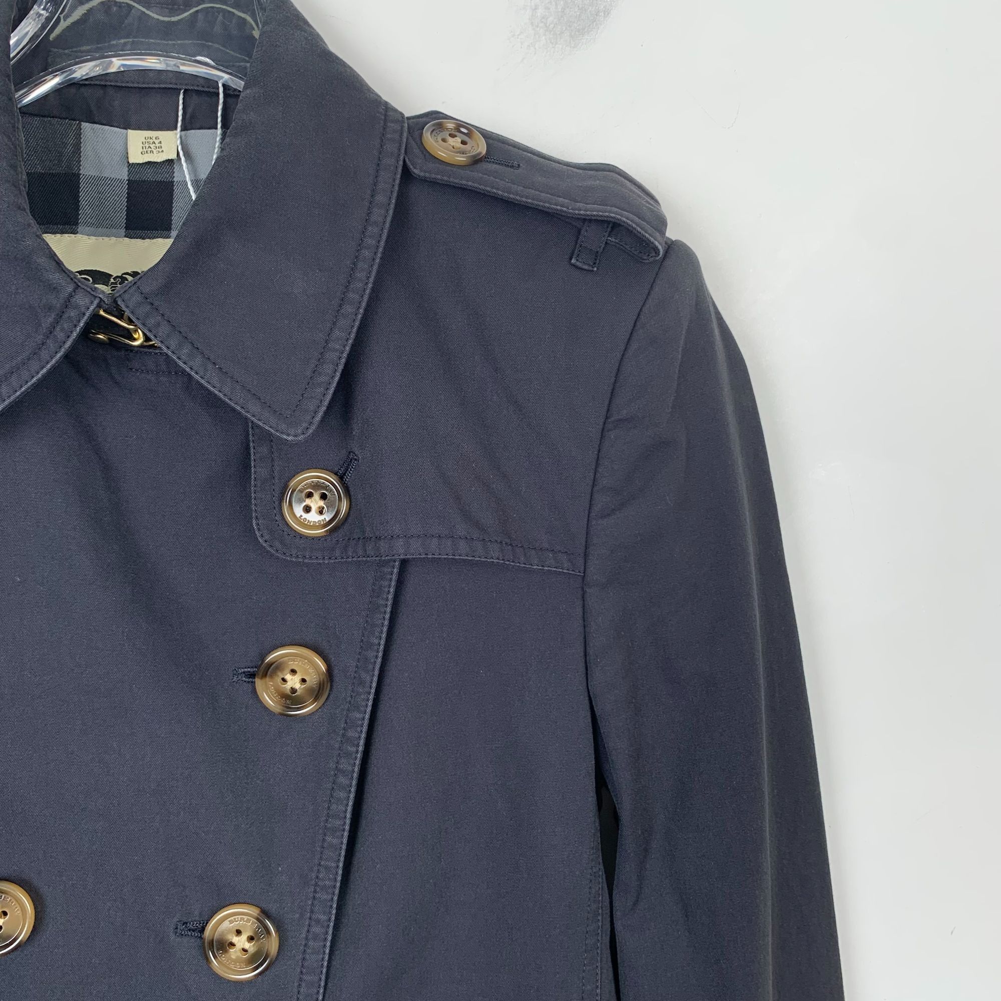Burberry Burberry London Black Cotton Double-Breasted Trench Coat Siz Size XS / US 0-2 / IT 36-38 - 12 Thumbnail