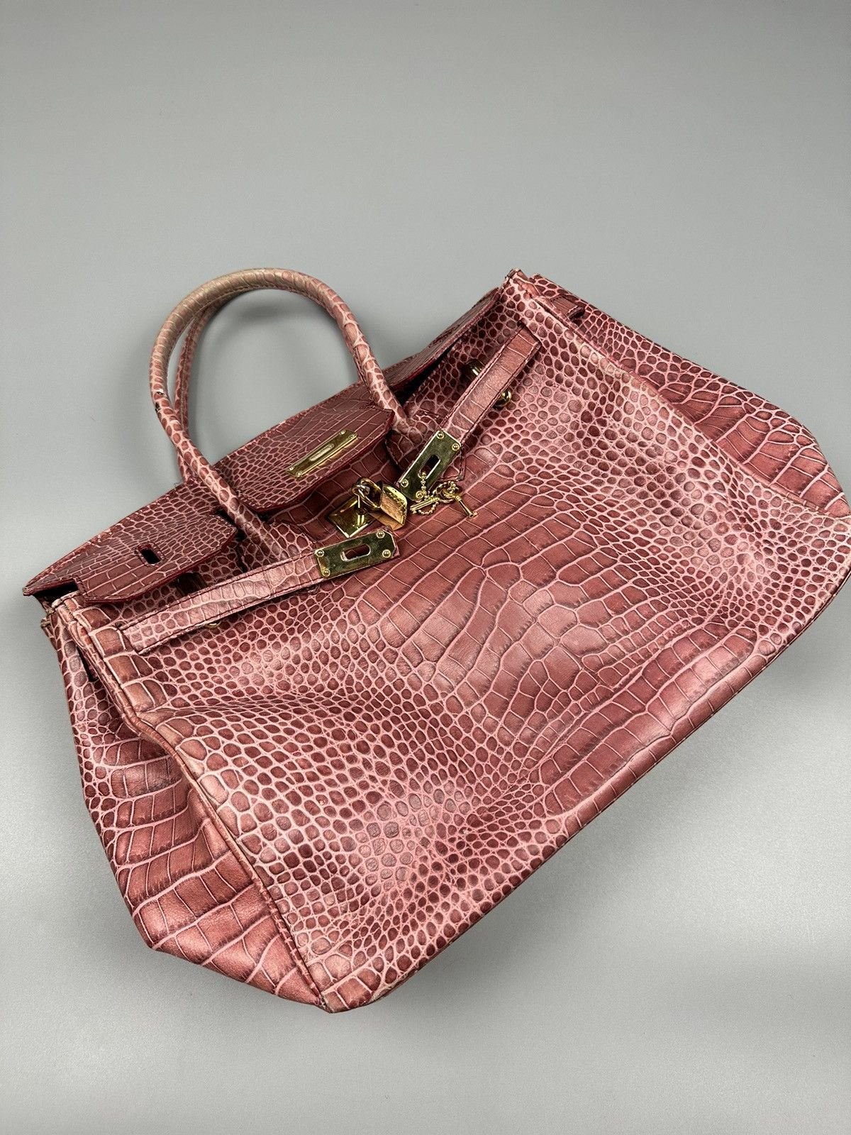 Vera Pelle Hermes Birkin Inspired Italian Vera Pelle Orobianco Bag Size ONE SIZE - 13 Thumbnail