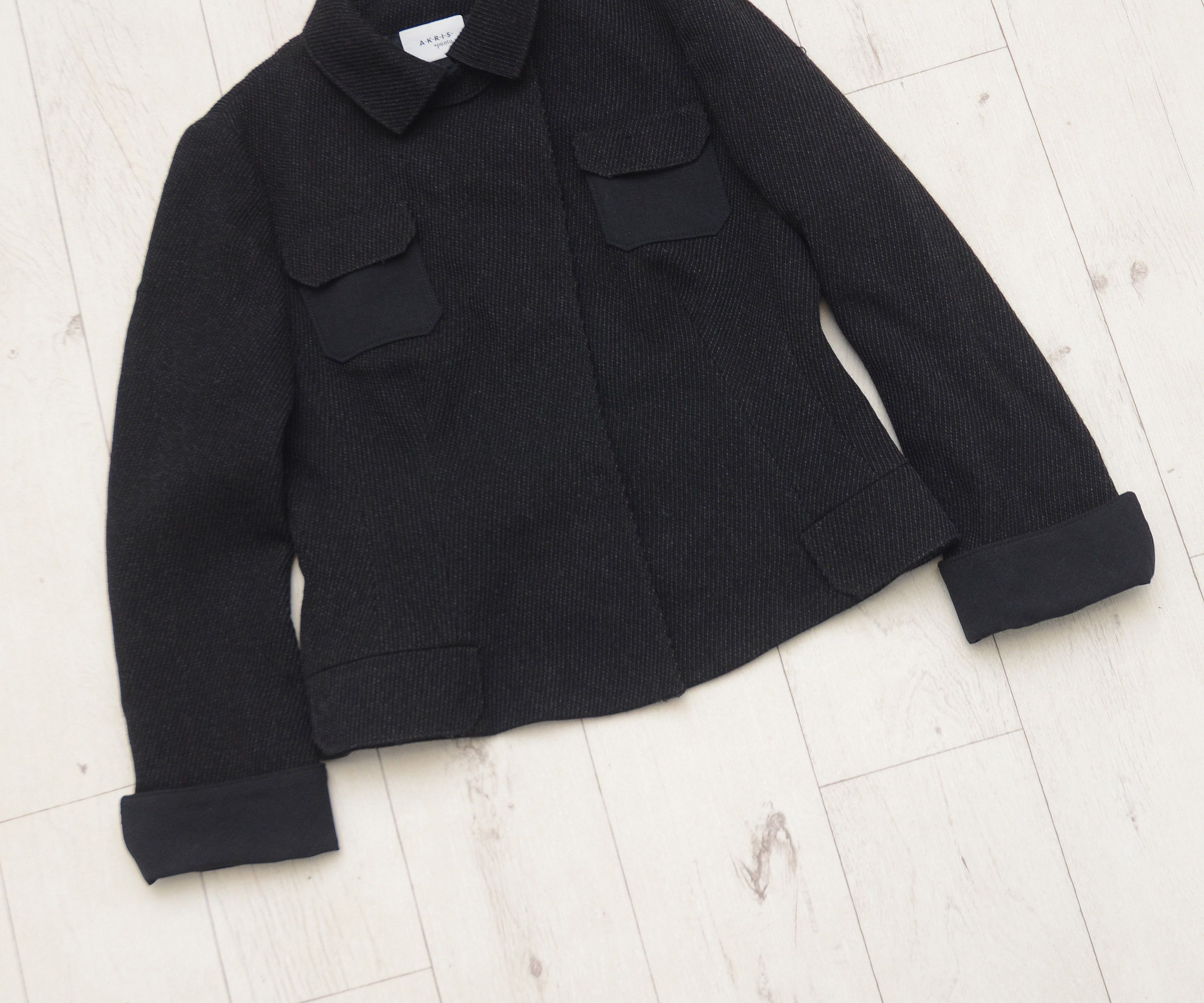 Akris × Designer Luxury Akris Punto Black Wool Coat Blazer Jacket Coudroy Size M / US 6-8 / IT 42-44 - 3 Thumbnail