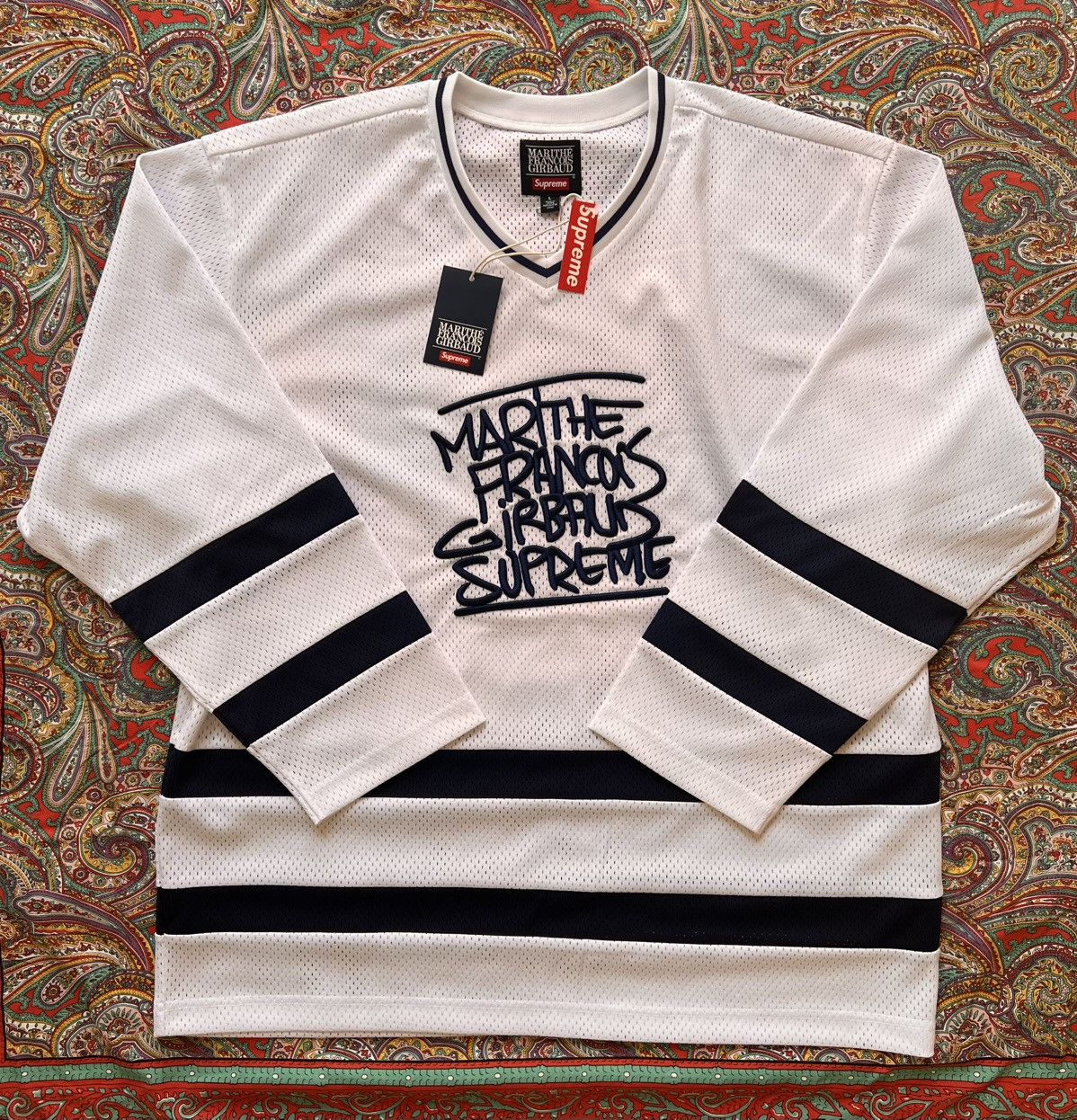 Marithe + Francois Girbaud L Supreme Marithé Francois Girbaud hockey jersey white blue Size US L / EU 52-54 / 3 - 9 Thumbnail