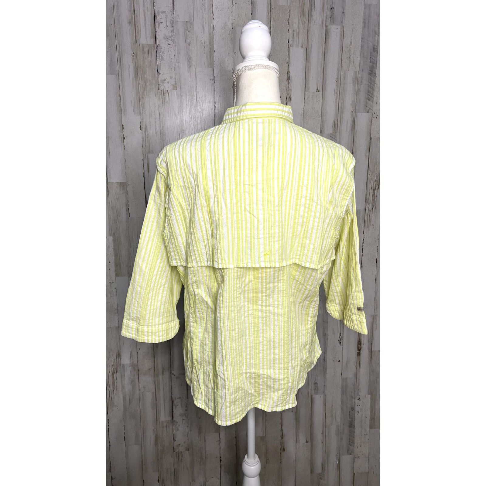 Columbia Columbia Women's 2XL Green Striped Vented Fishing Shirt Size XXL / US 16-18 / IT 52-54 - 6 Thumbnail