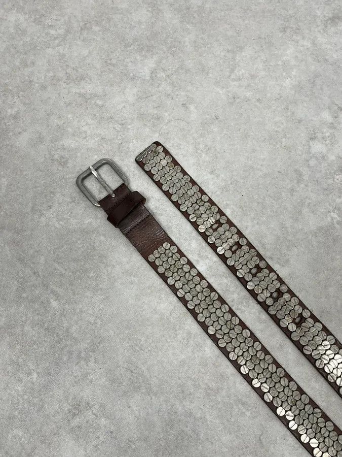 Diesel 2000s Diesel Studded Brown Leather Belt Size ONE SIZE - 4 Thumbnail