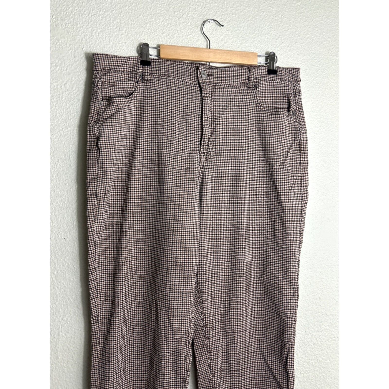 American Eagle Outfitters American Eagle Flex Pants Womens 18 Long Brown Houndstooth 38x29 Flaw Size 40" / US 18 - 3 Thumbnail