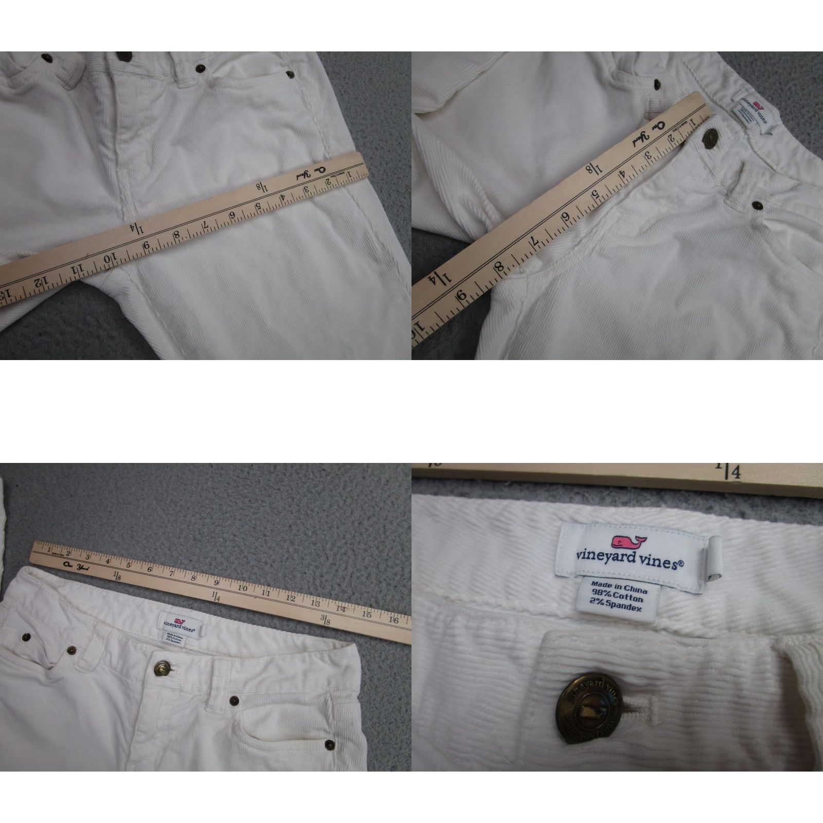 Vineyard Vines VINEYARD VINES Pants Womens 2 White Corduroy Skinny Leg Stretch Ankle Jeans Size 26" / US 2 / IT 38 - 8 Thumbnail