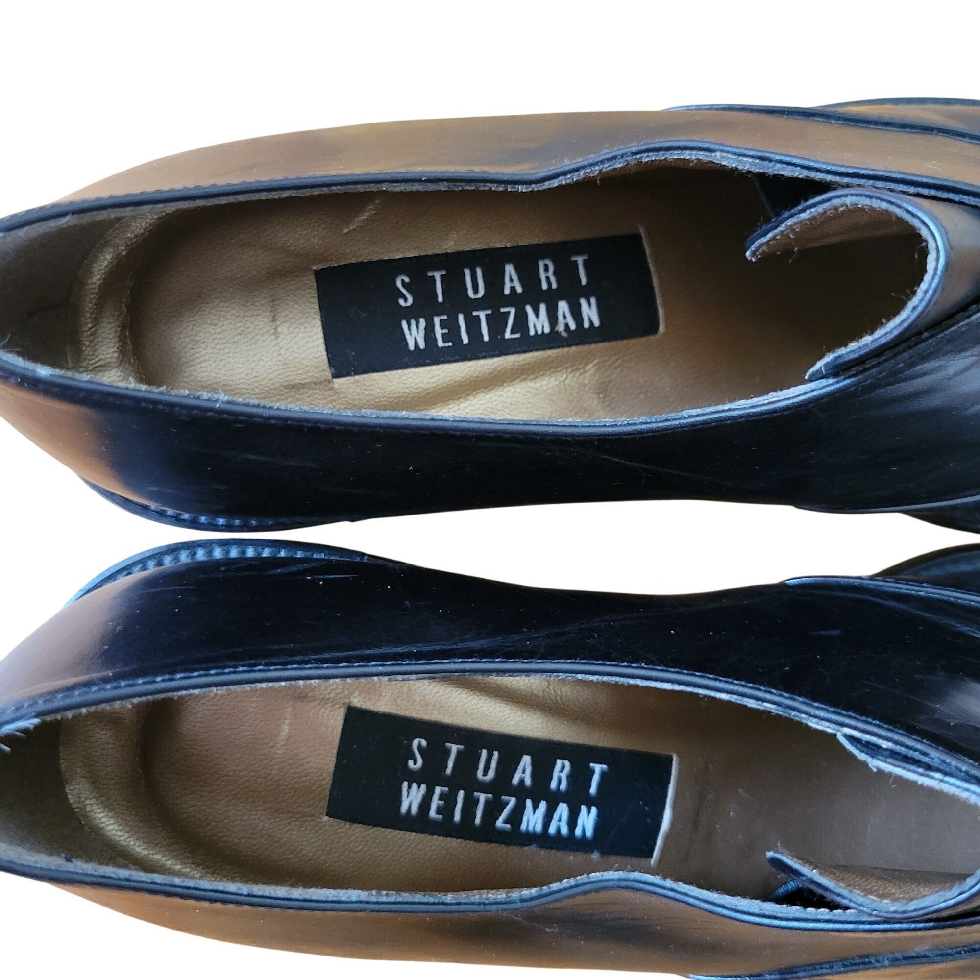 Stuart Weitzman Stuart Weitzman Black Leather Slip On Shoes 7W Spain Chunky Size US 7 / IT 37 - 5 Thumbnail
