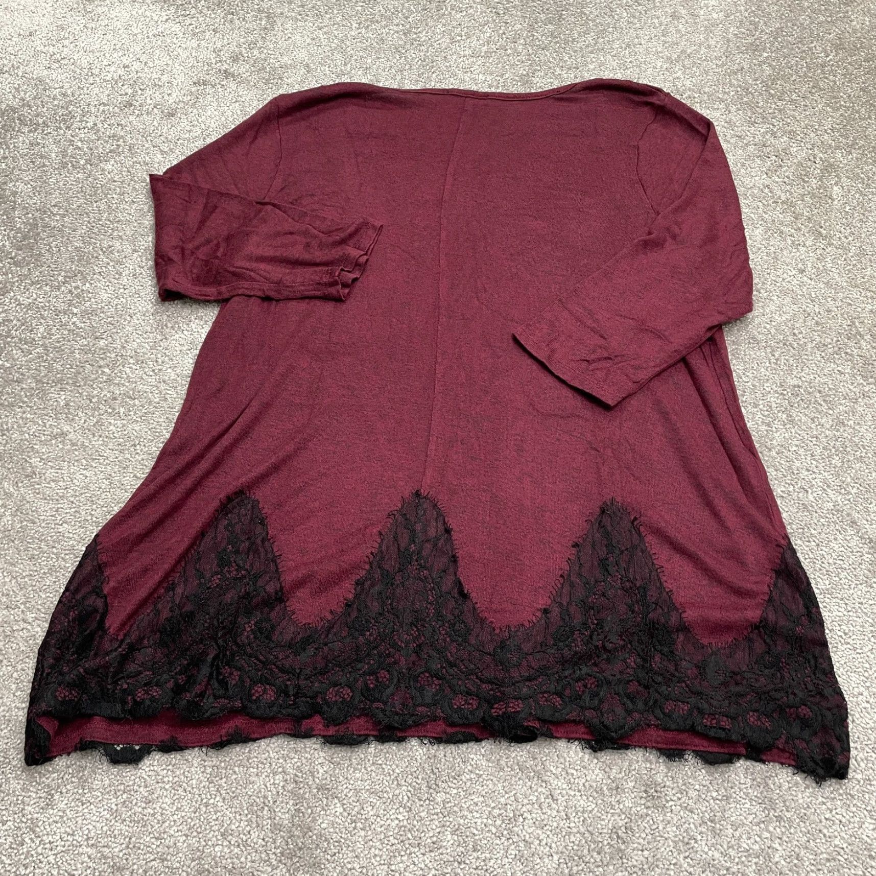 Vintage Lane Bryant Sweater Womens 18/20 Red Lace V-Neck Midweight Knit Pullover Size XXL / US 16-18 / IT 52-54 - 2 Thumbnail