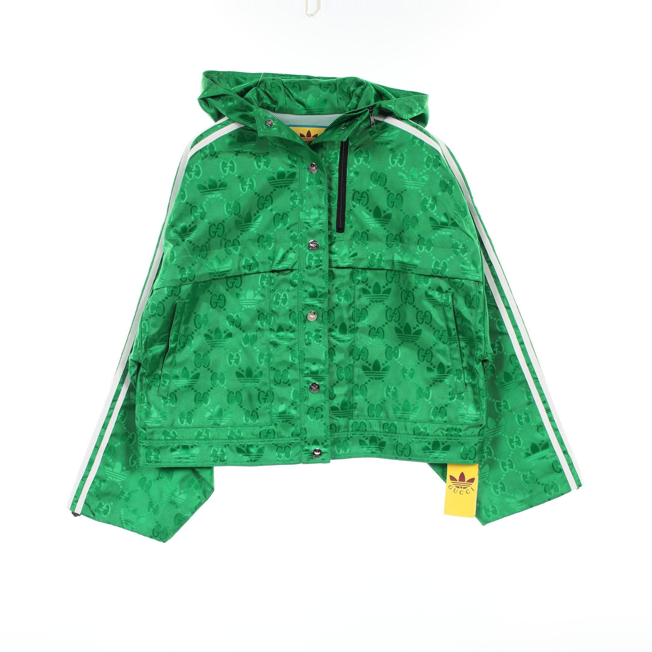 Gucci Gucci Gucci * Adidas Nylon Jacket Logo Pattern Green Hooded Size ONE SIZE - 1 Thumbnail