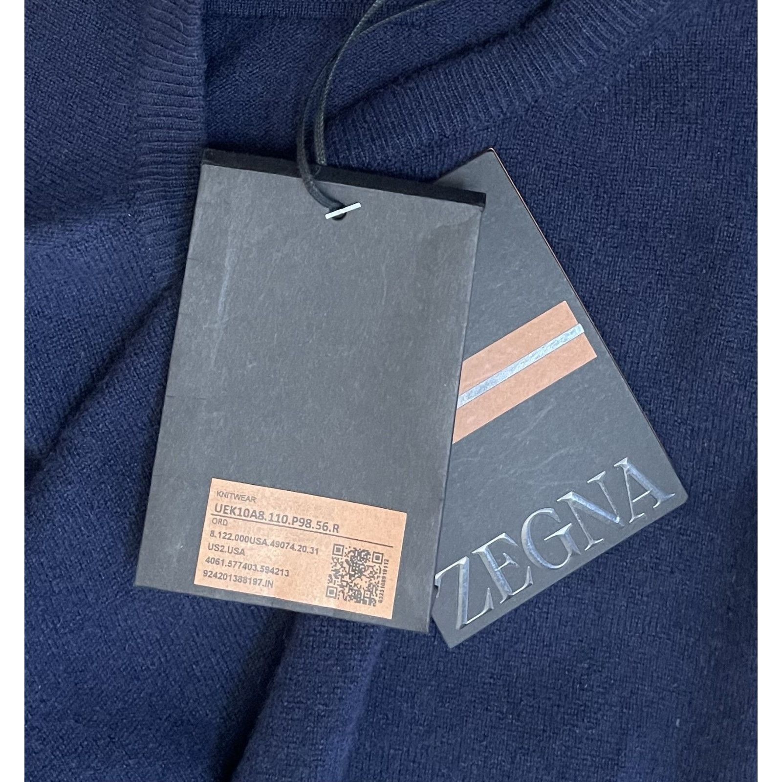 Ermenegildo Zegna $1795 NWT ZEGNA Cashmere Navy Crewneck Sweater Knit 56(2XL) Size US XL / EU 56 / 4 - 6 Thumbnail