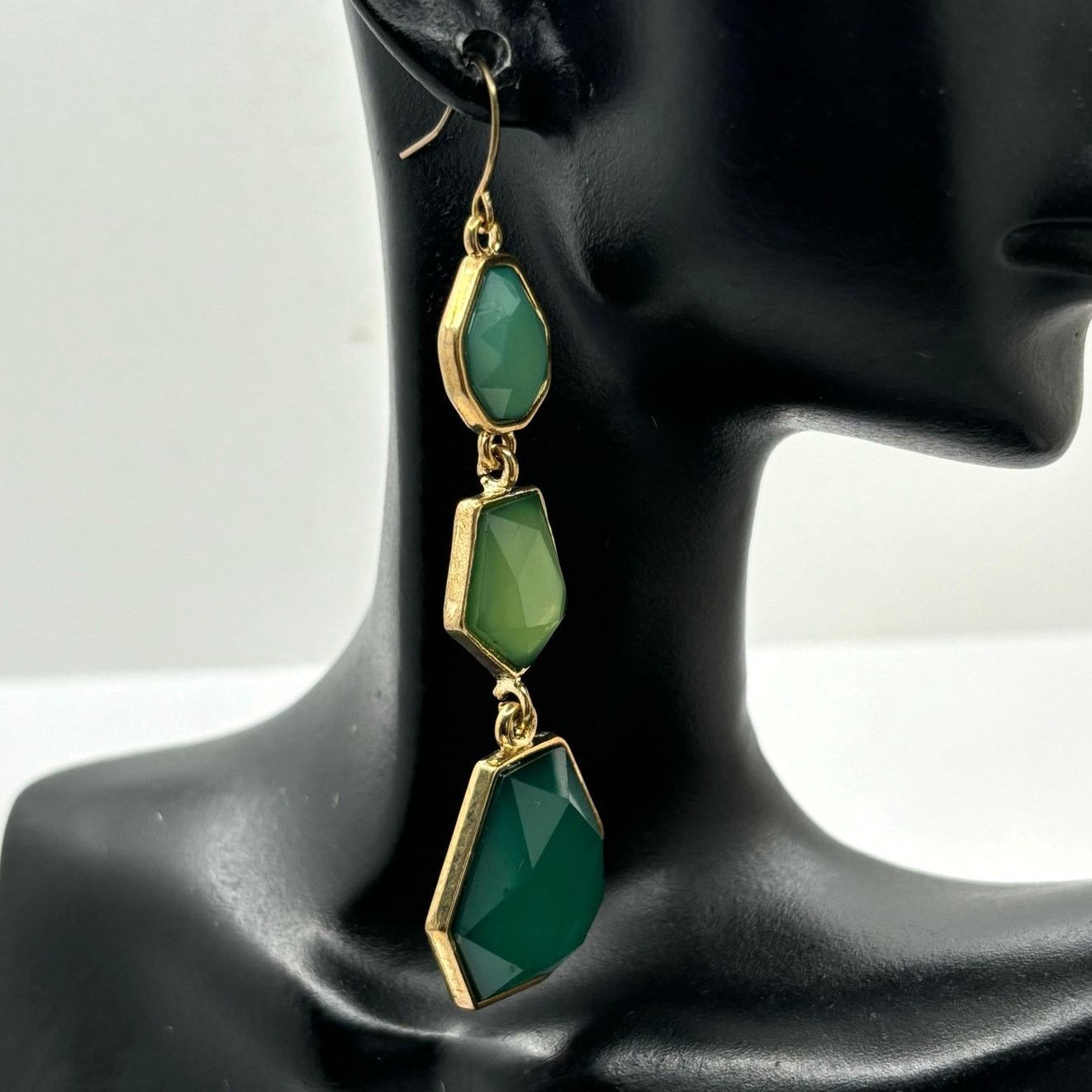 Other Gold & Green Earrings Size ONE SIZE - 1 Thumbnail