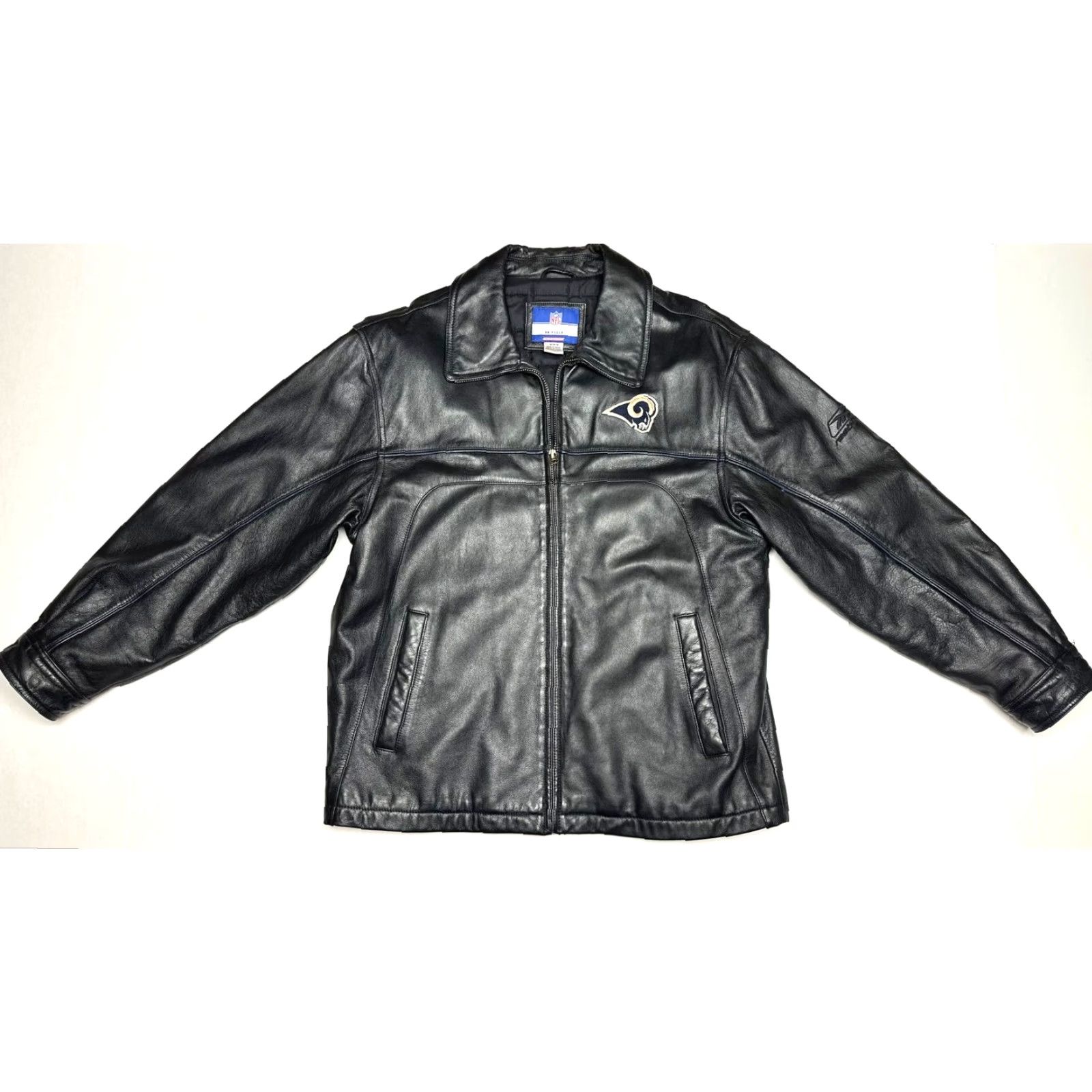 Reebok VINTAGE Los Angeles Rams Reebok Coat Jacket NFL Mens Size M Black Leather Bomber Lined Zip Size US M / EU 48-50 / 2 - 2 Thumbnail