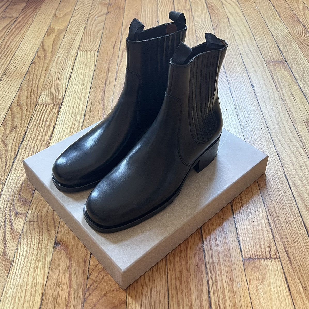 Lemaire Black Leather Chelsea Boots