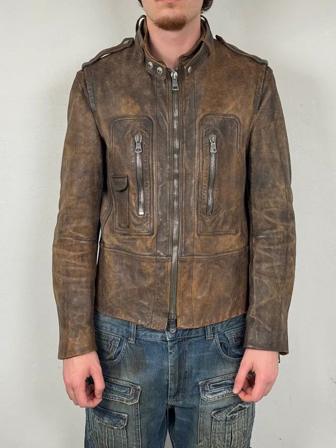 Gucci SS2011 Gucci Brown Eroded Leather Premium Jacket by Frida Giannini Size US M / EU 48-50 / 2 - 2 Thumbnail