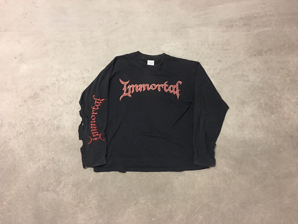 image of Alternative x Rock T Shirt Vintage Immortal Damned In Black Longsleeve, Men's (Size XL)